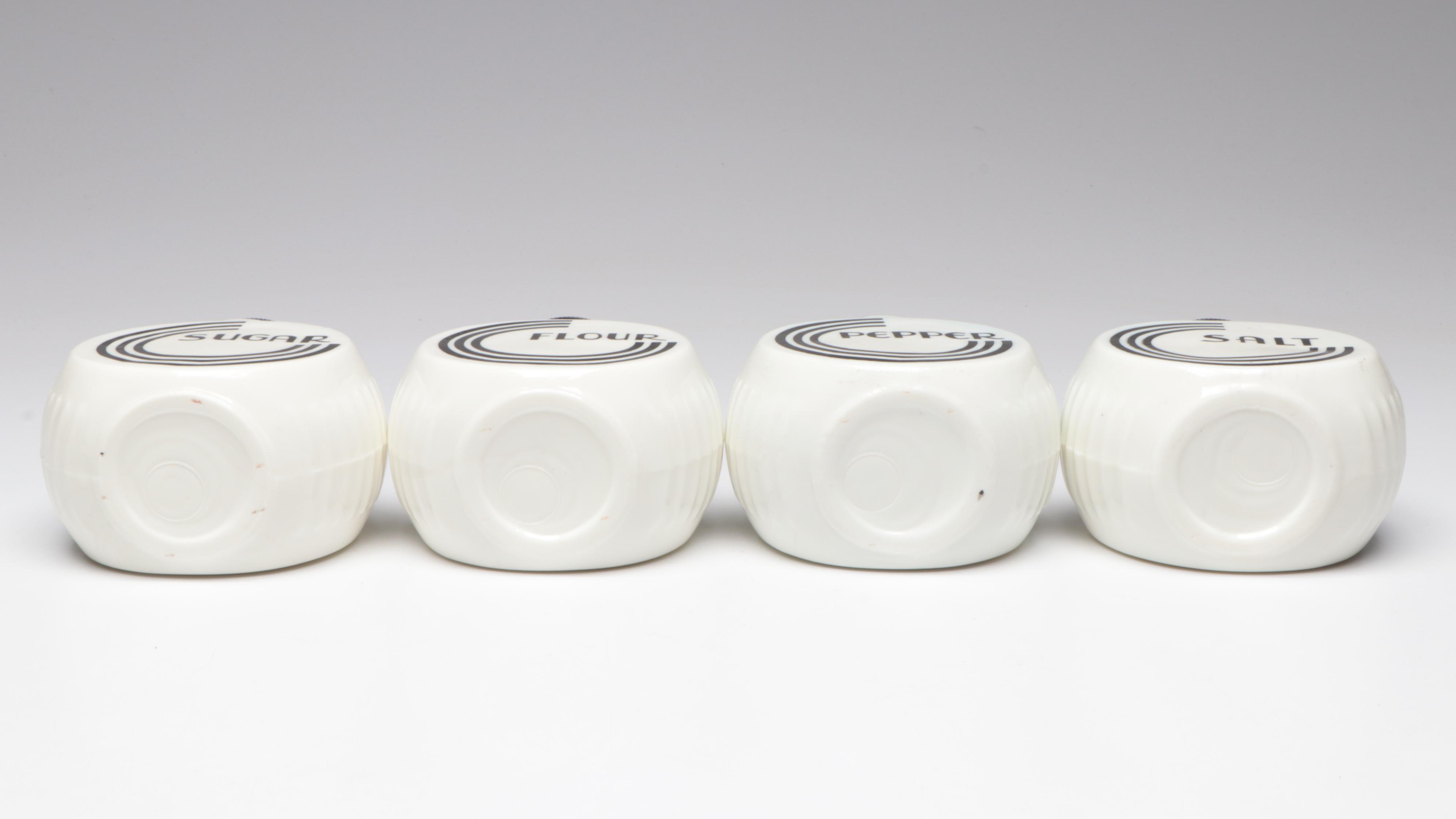 Anchor Hocking Art Deco Style Vitrock Glass and Jadeite Canisters