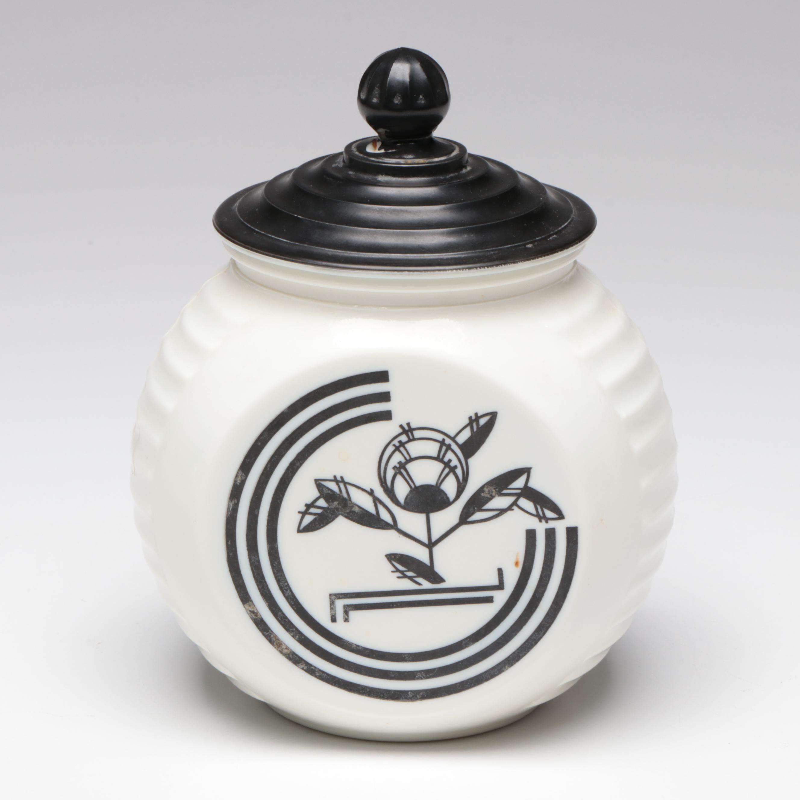 Anchor Hocking Art Deco Style Vitrock Glass and Jadeite Canisters