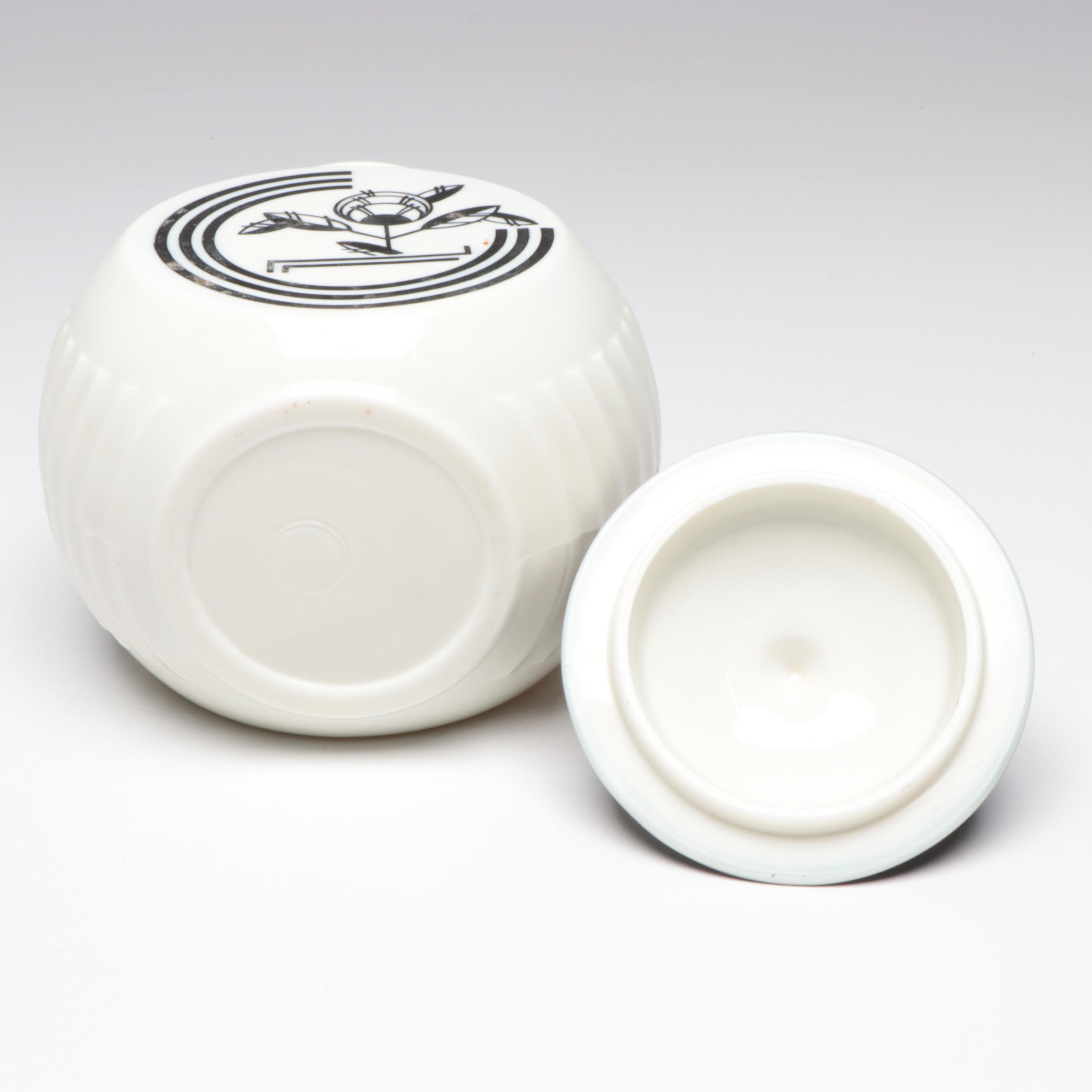 Anchor Hocking Art Deco Style Vitrock Glass and Jadeite Canisters