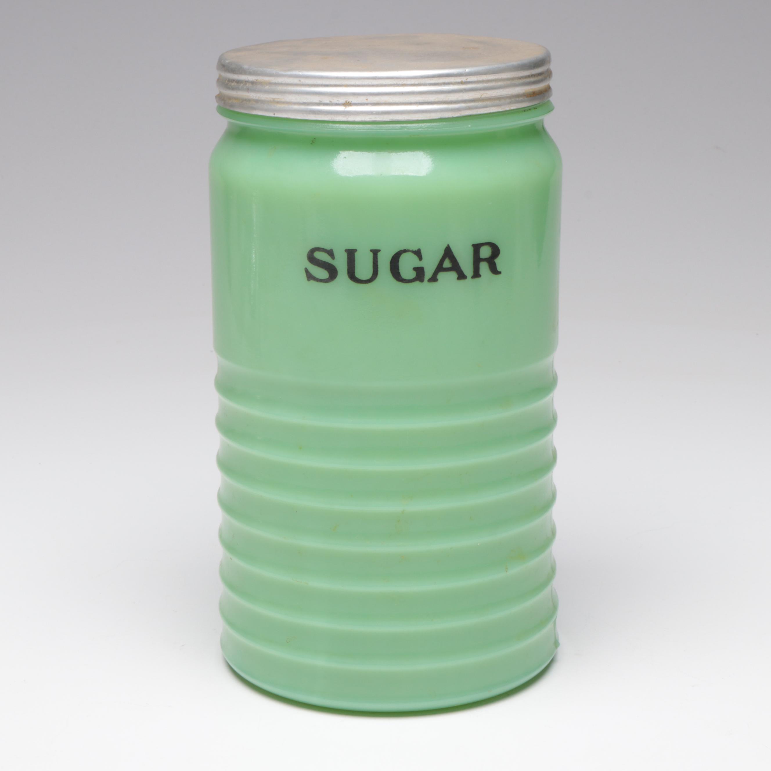 Anchor Hocking Art Deco Style Vitrock Glass and Jadeite Canisters