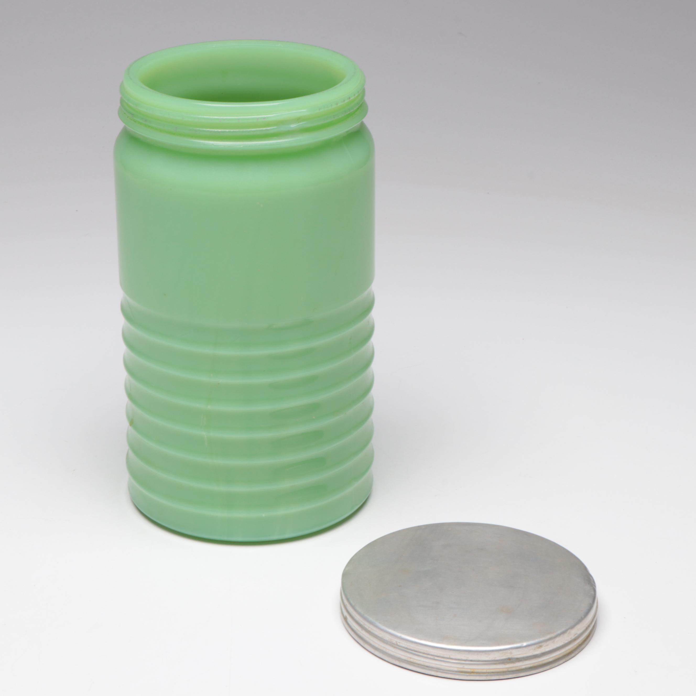 Anchor Hocking Art Deco Style Vitrock Glass and Jadeite Canisters