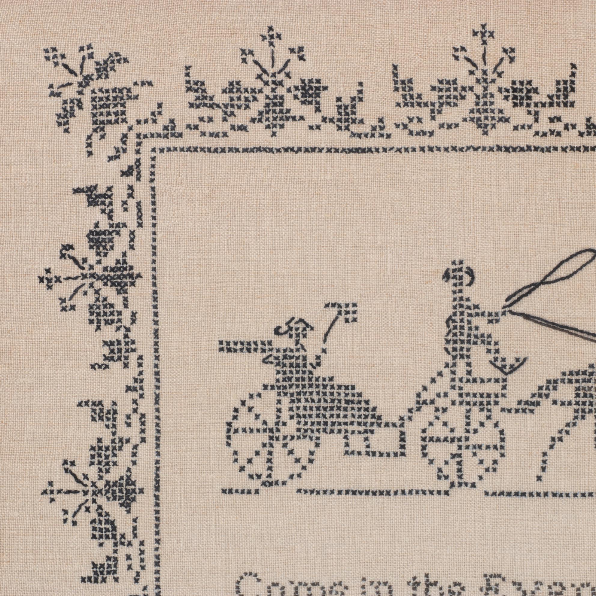 Hand Made Cross Stitch Sampler in Frame