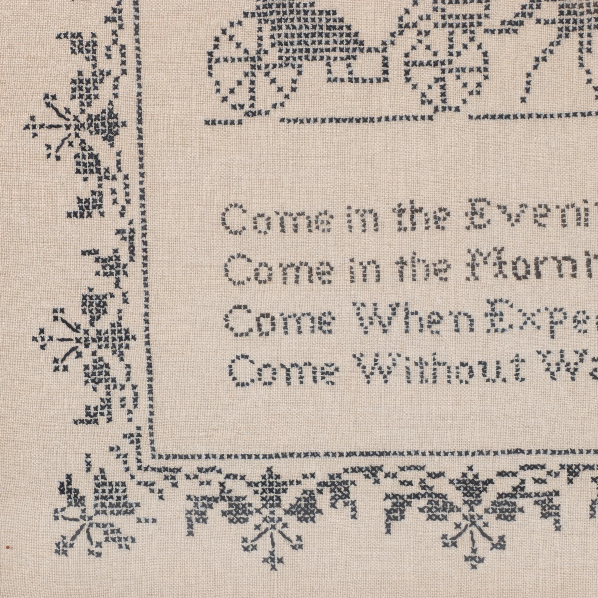 Hand Made Cross Stitch Sampler in Frame