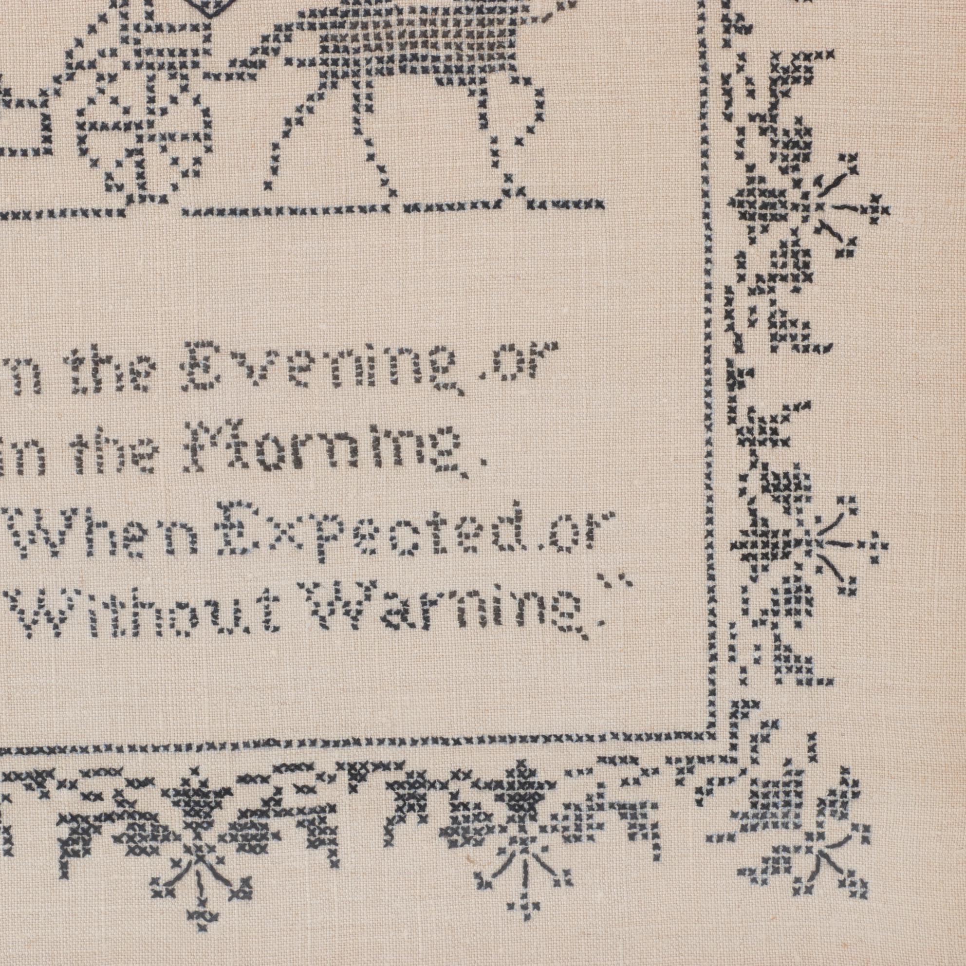 Hand Made Cross Stitch Sampler in Frame