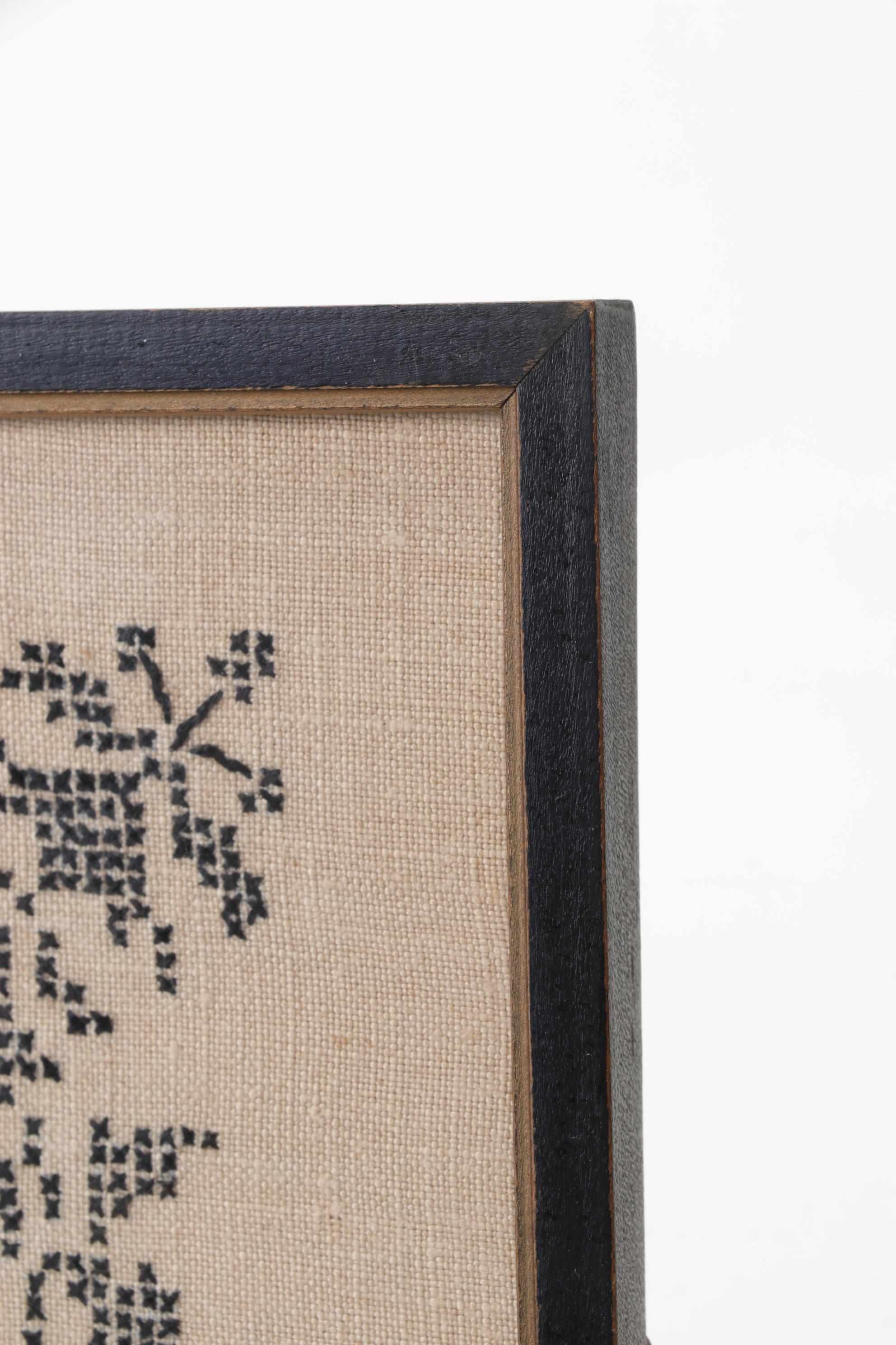 Hand Made Cross Stitch Sampler in Frame