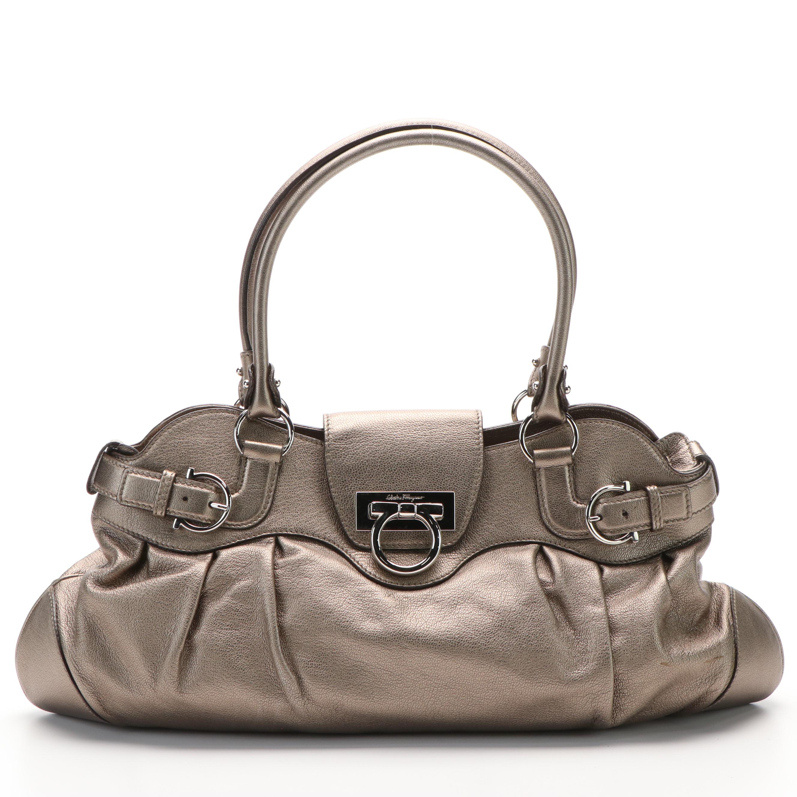 Salvatore Ferragamo Marissa Gancini Shoulder Bag in Metallic Leather