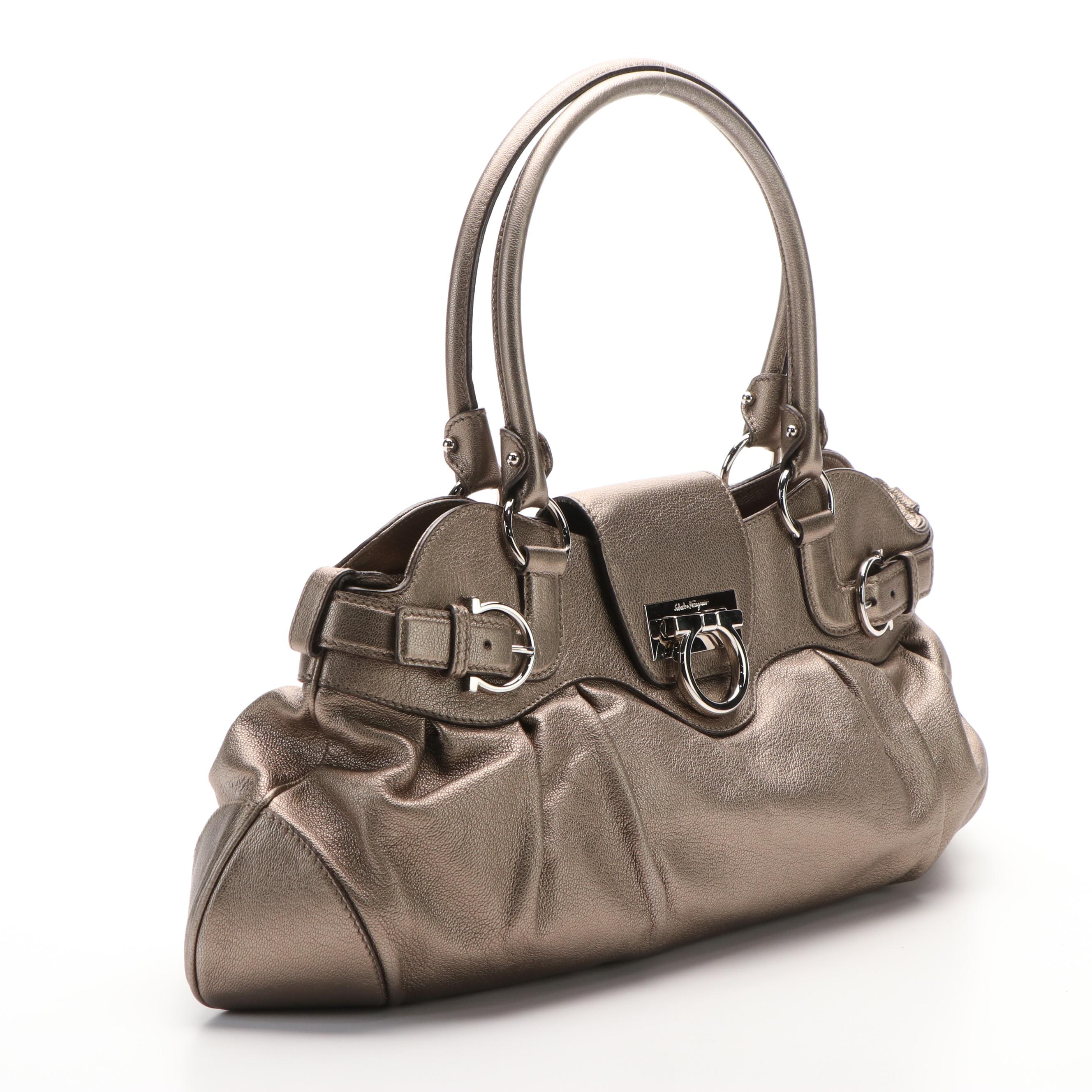 Salvatore Ferragamo Marissa Gancini Shoulder Bag in Metallic Leather