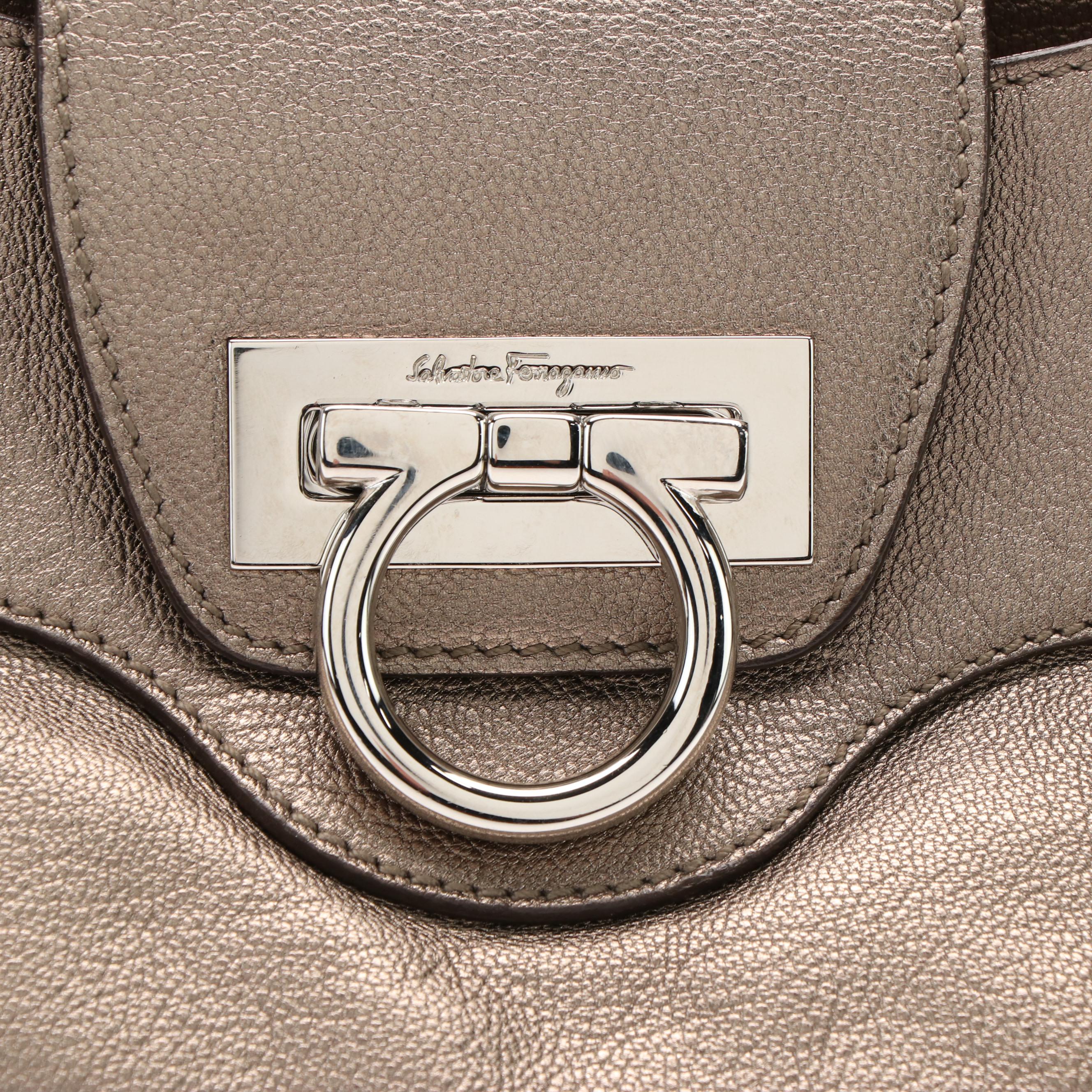 Salvatore Ferragamo Marissa Gancini Shoulder Bag in Metallic Leather