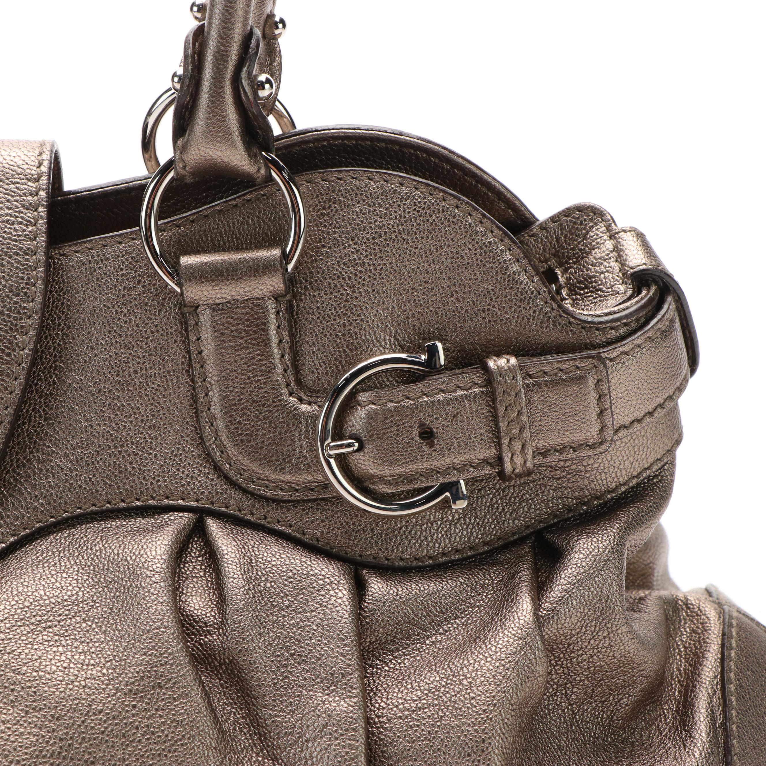 Salvatore Ferragamo Marissa Gancini Shoulder Bag in Metallic Leather