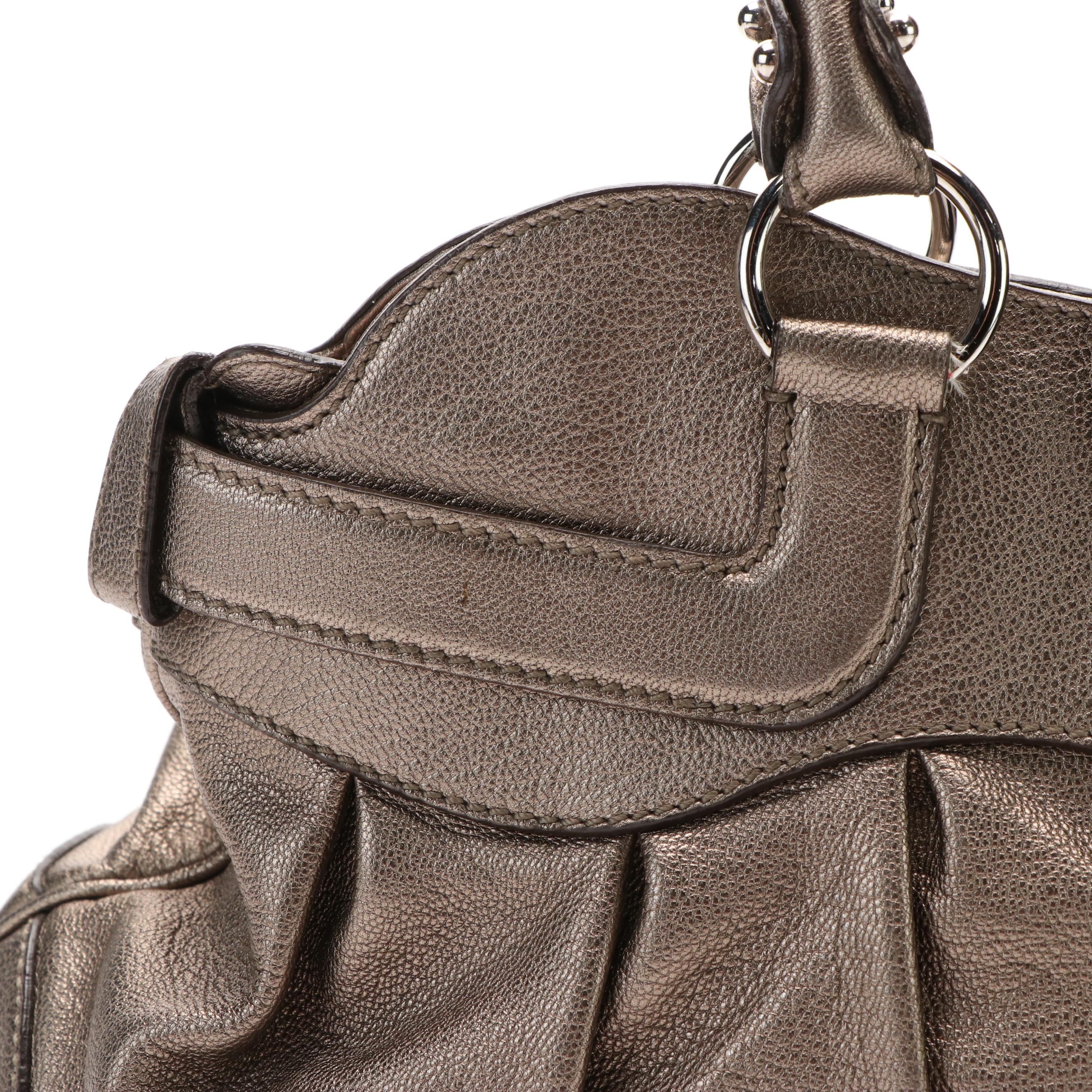 Salvatore Ferragamo Marissa Gancini Shoulder Bag in Metallic Leather