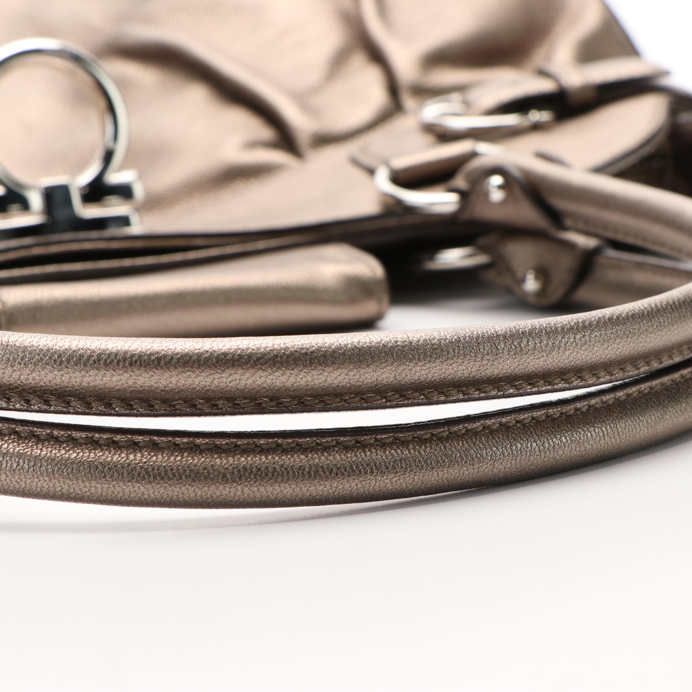 Salvatore Ferragamo Marissa Gancini Shoulder Bag in Metallic Leather