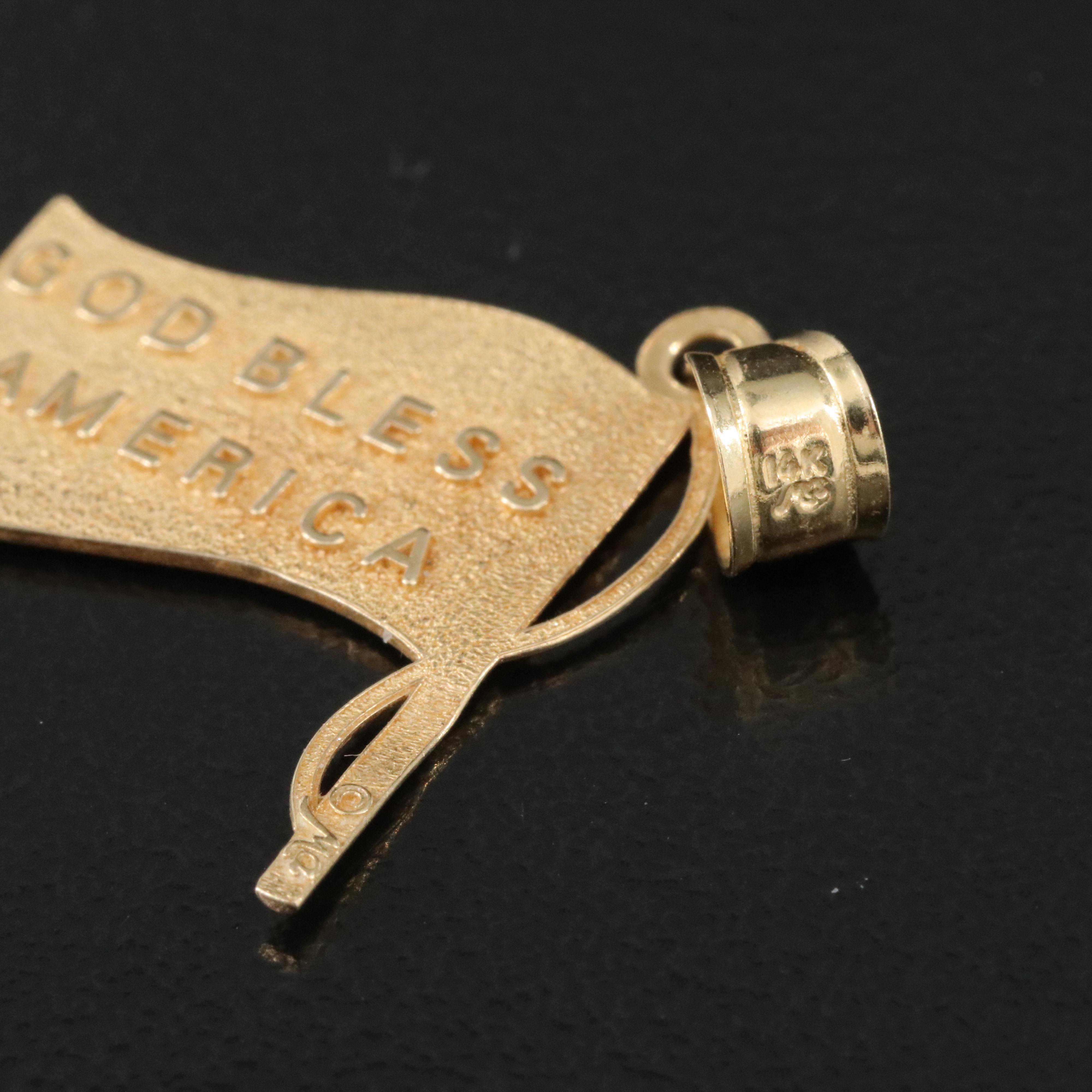 14K American Flag Pendant