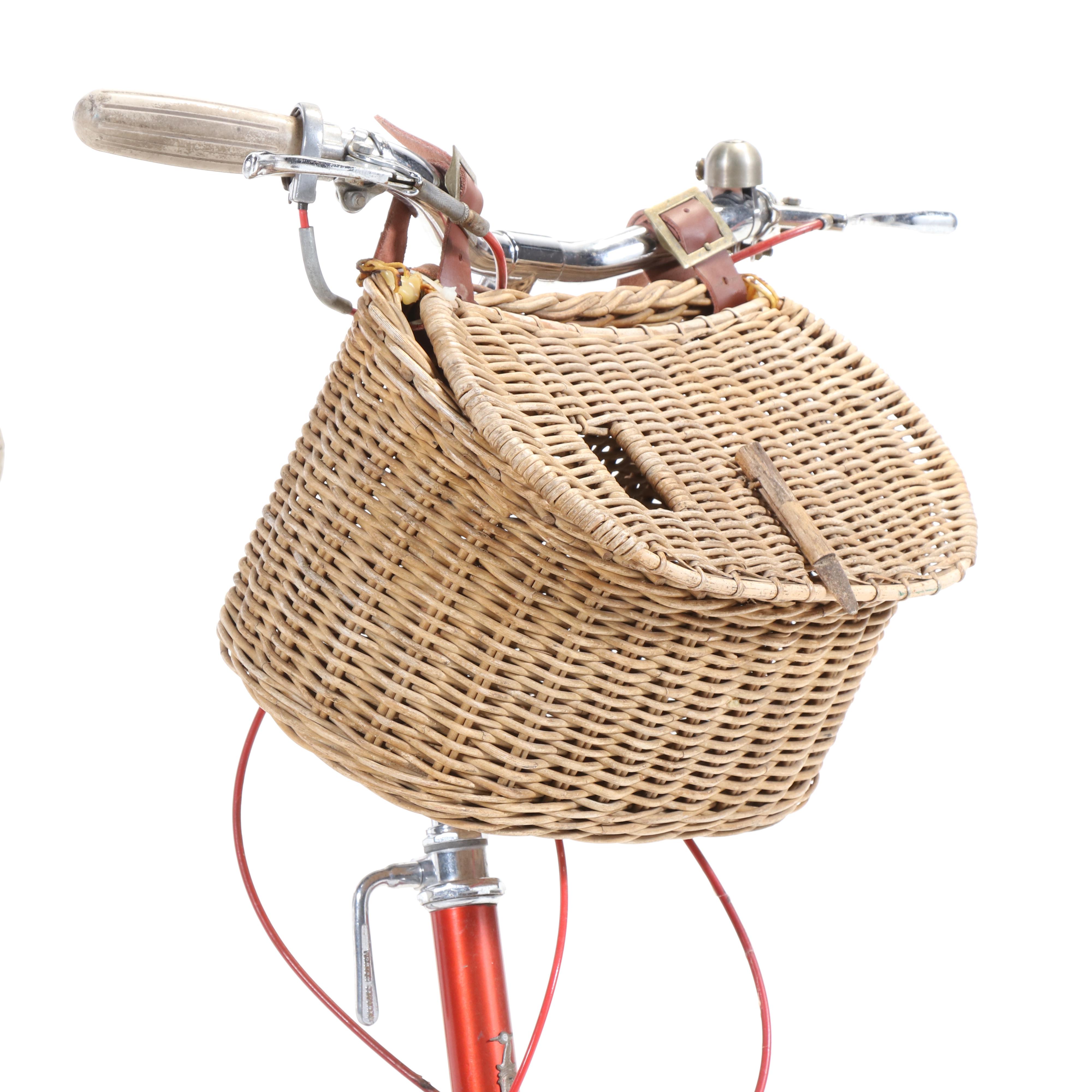 Raleigh Small Wheel Bicycle in Red with Original Tires, Shopper's Bag & Light