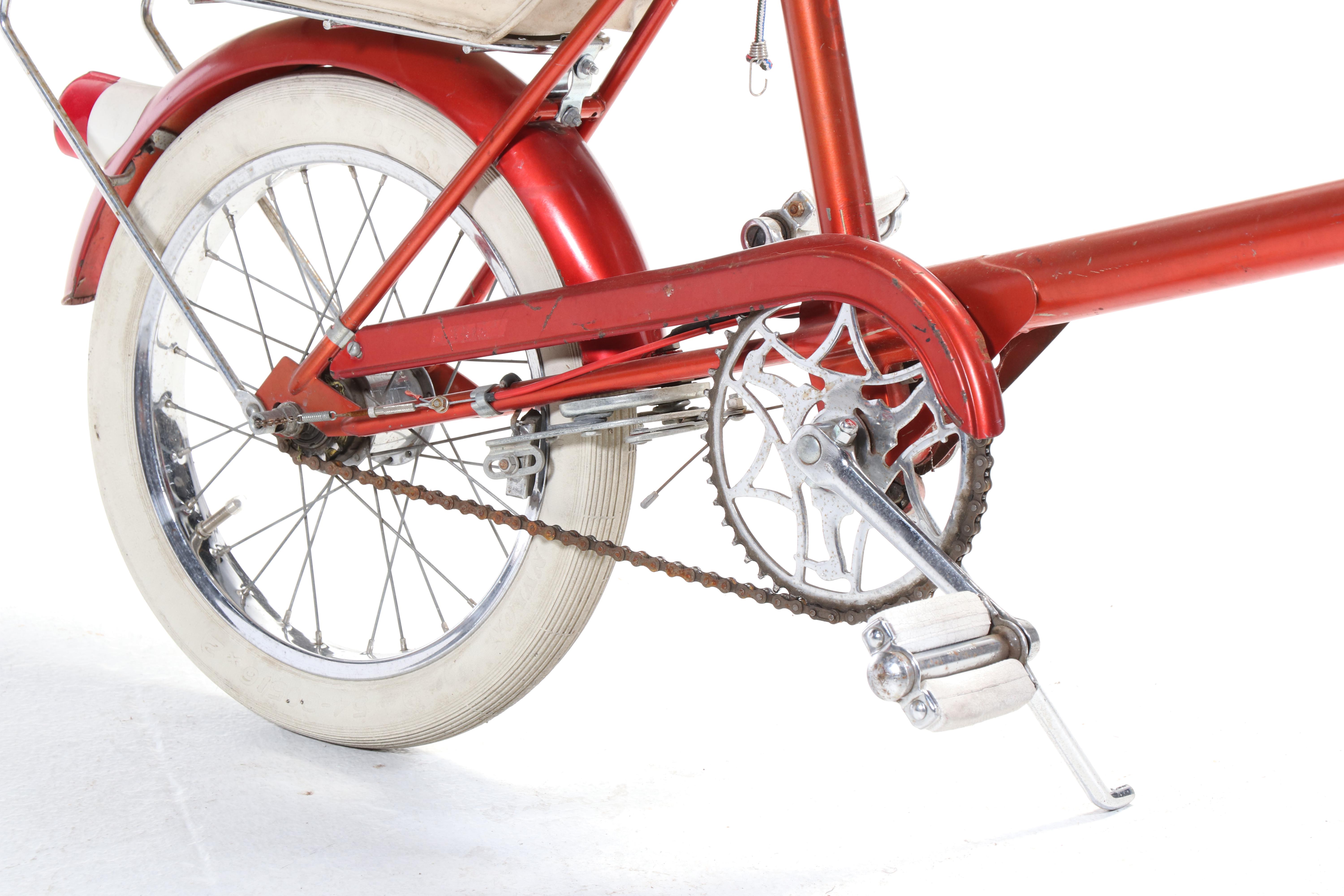 Raleigh Small Wheel Bicycle in Red with Original Tires, Shopper's Bag & Light