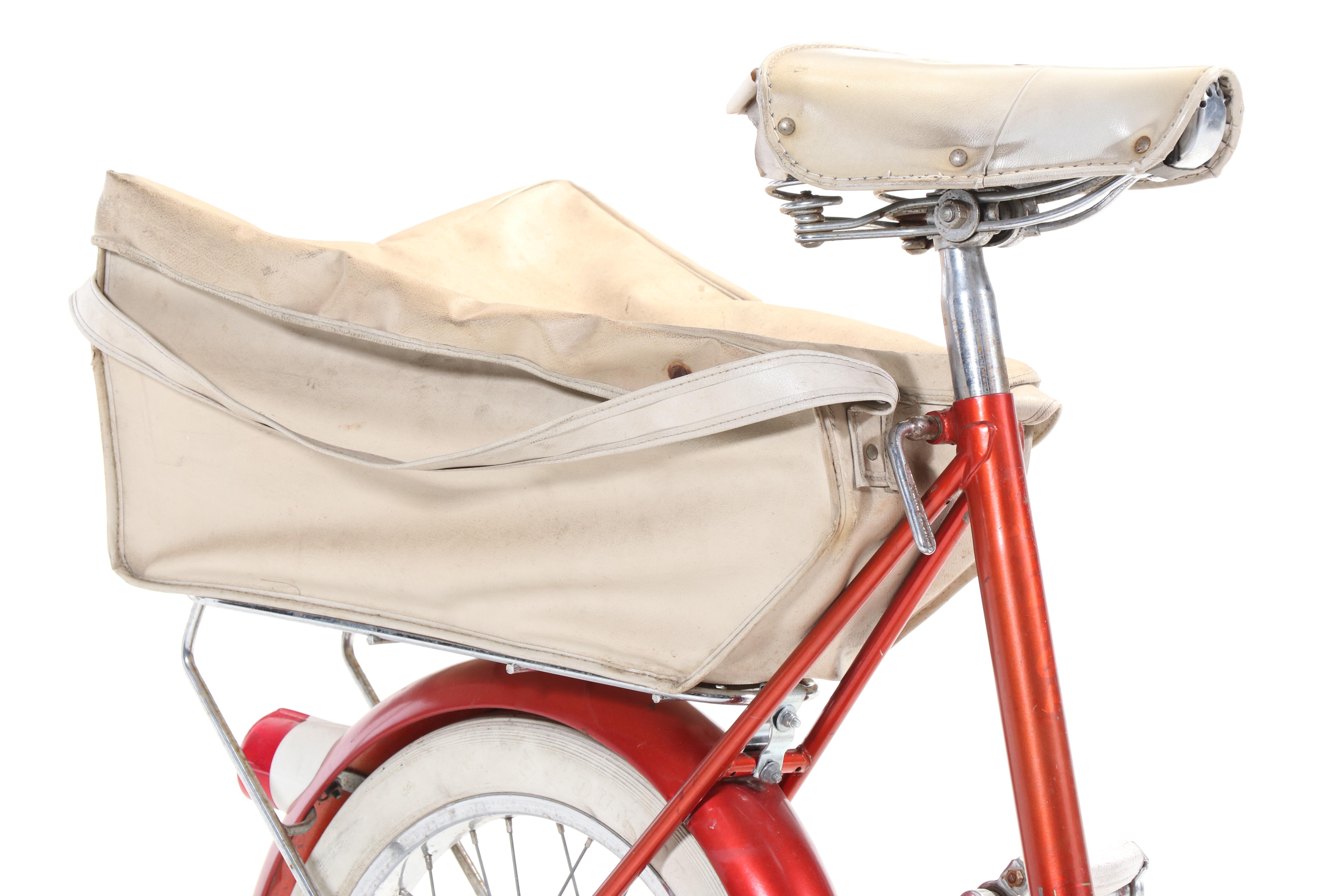 Raleigh Small Wheel Bicycle in Red with Original Tires, Shopper's Bag & Light