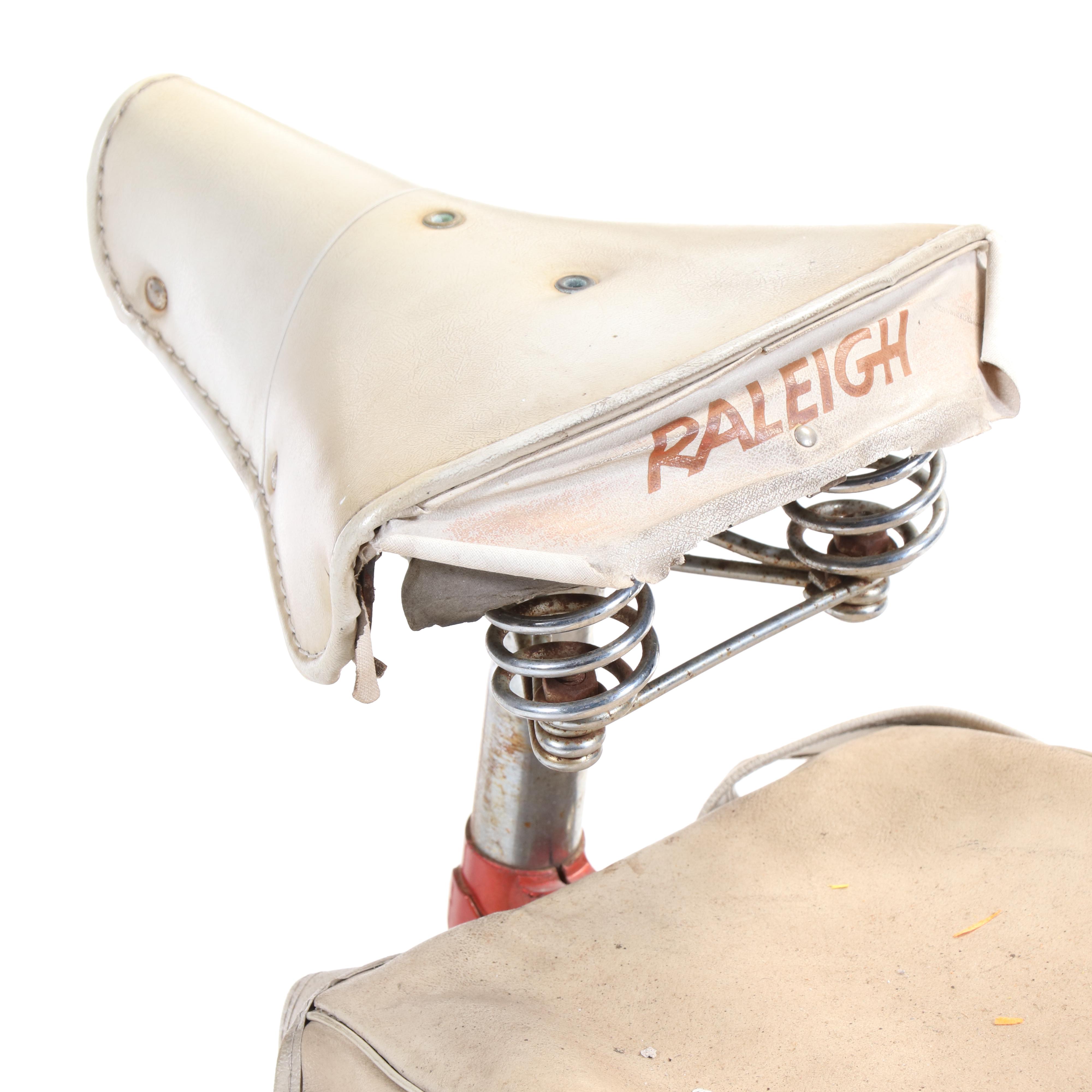 Raleigh Small Wheel Bicycle in Red with Original Tires, Shopper's Bag & Light