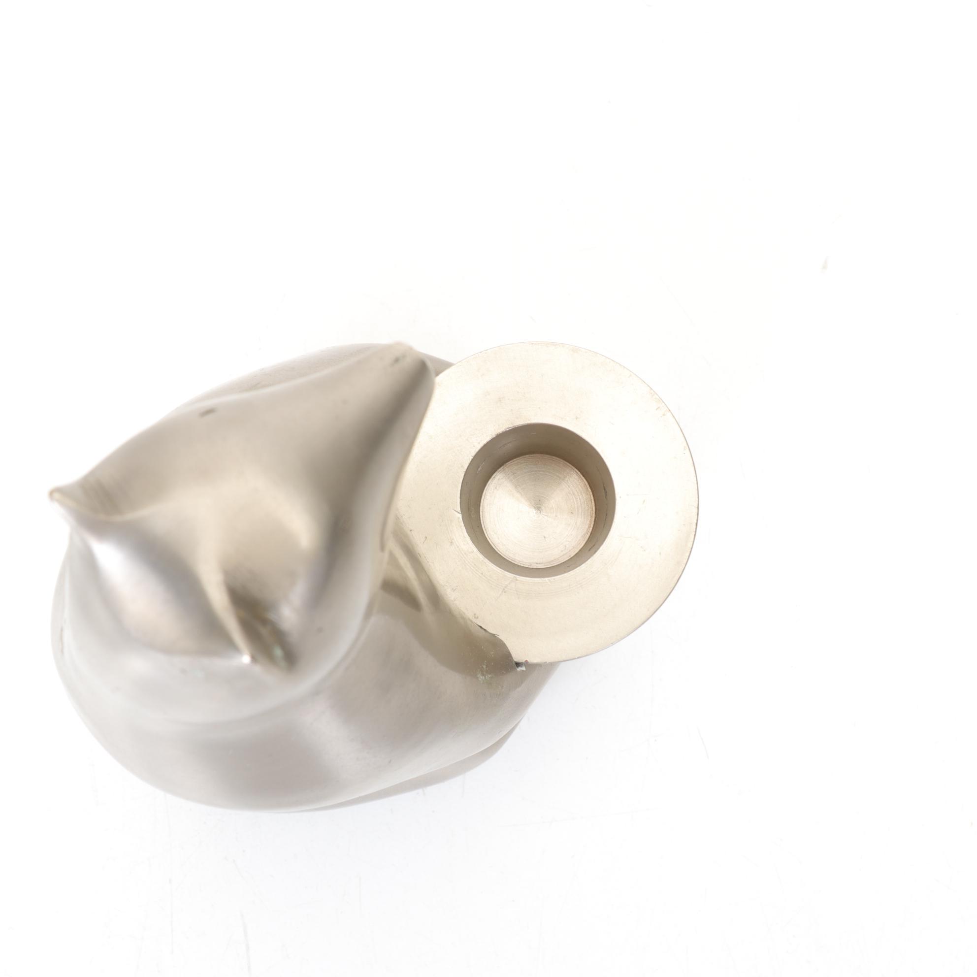 Two Restoration Hardware Pewter Bear Candle Holders