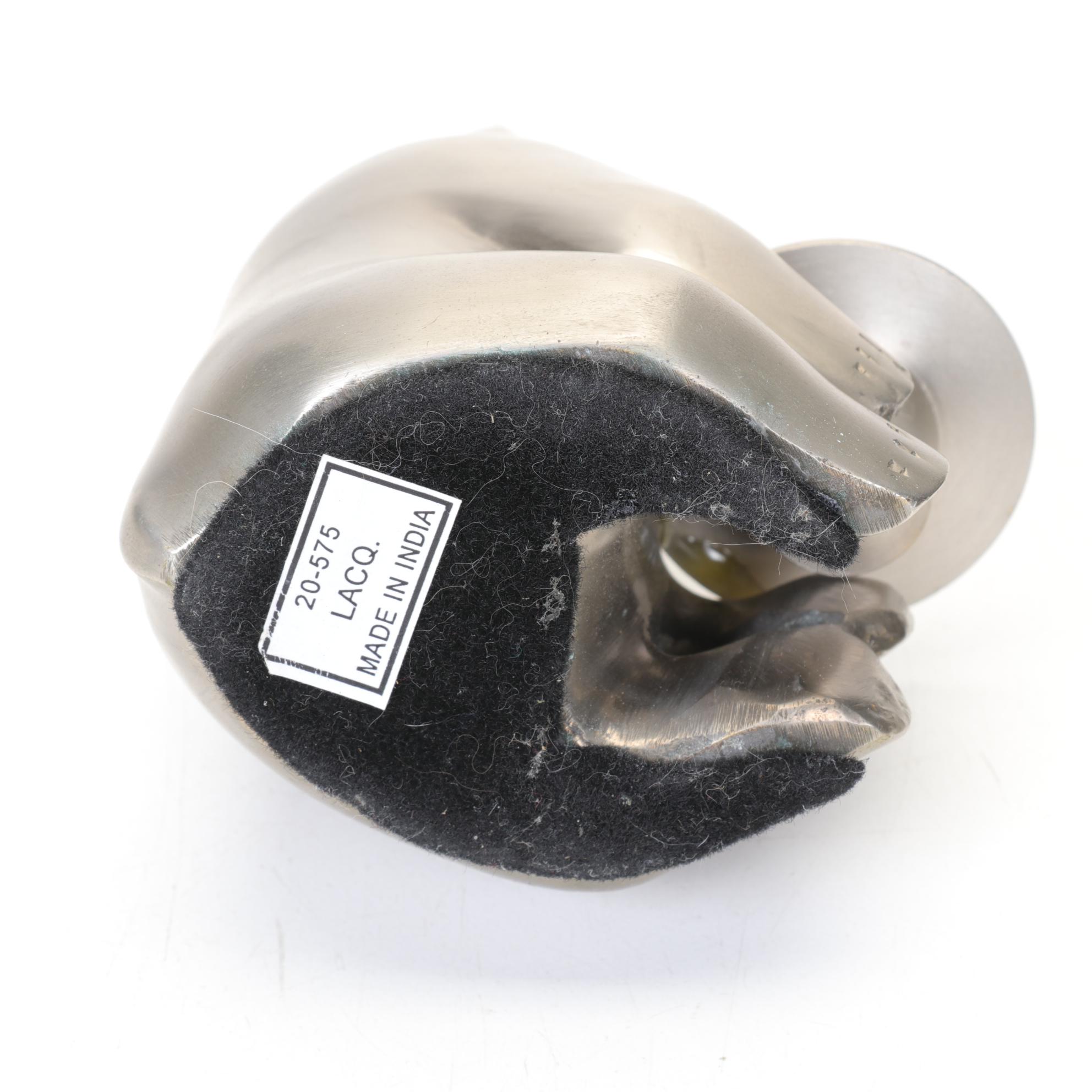 Two Restoration Hardware Pewter Bear Candle Holders