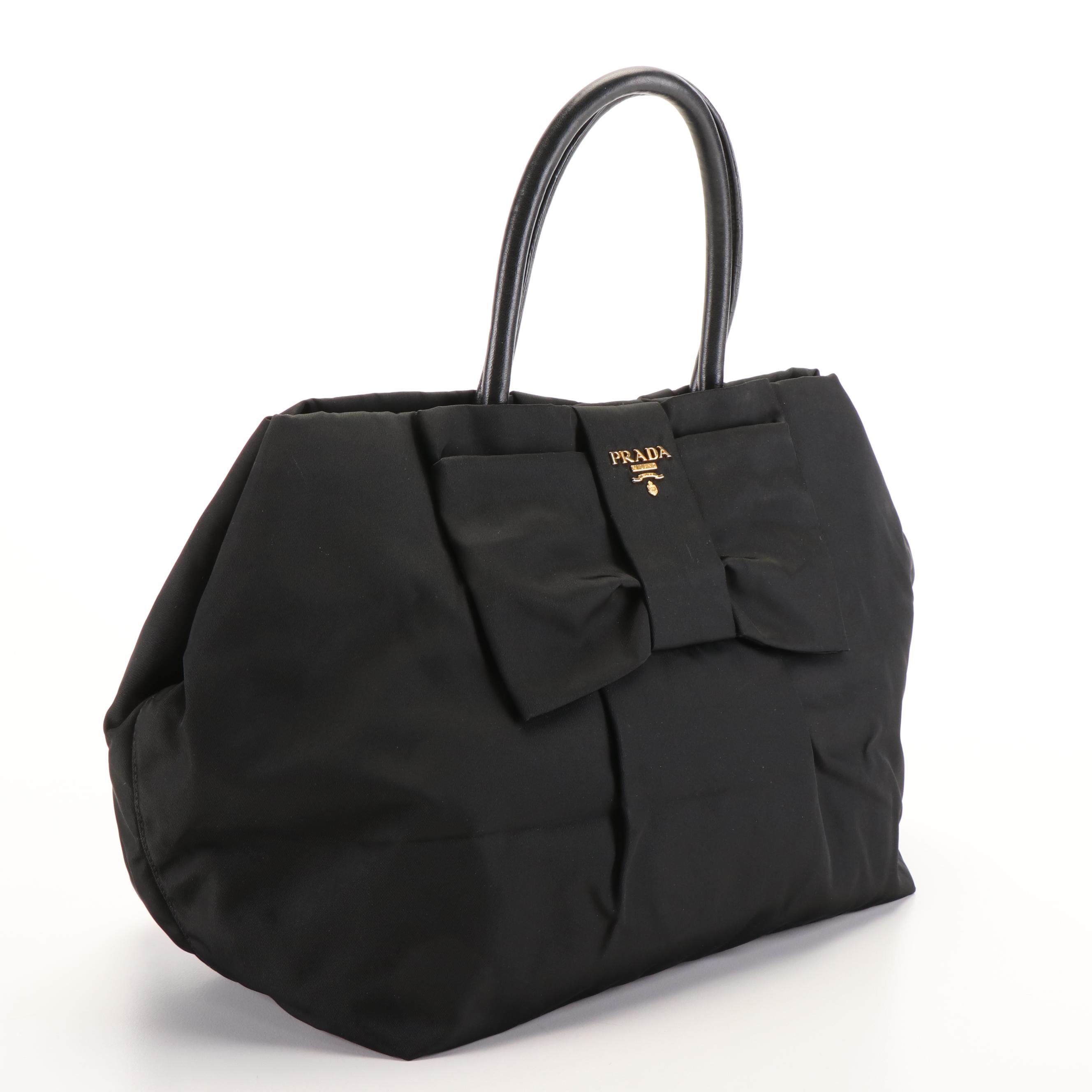 Prada Fiocco Bow Tessuto Top Handle Tote Bag
