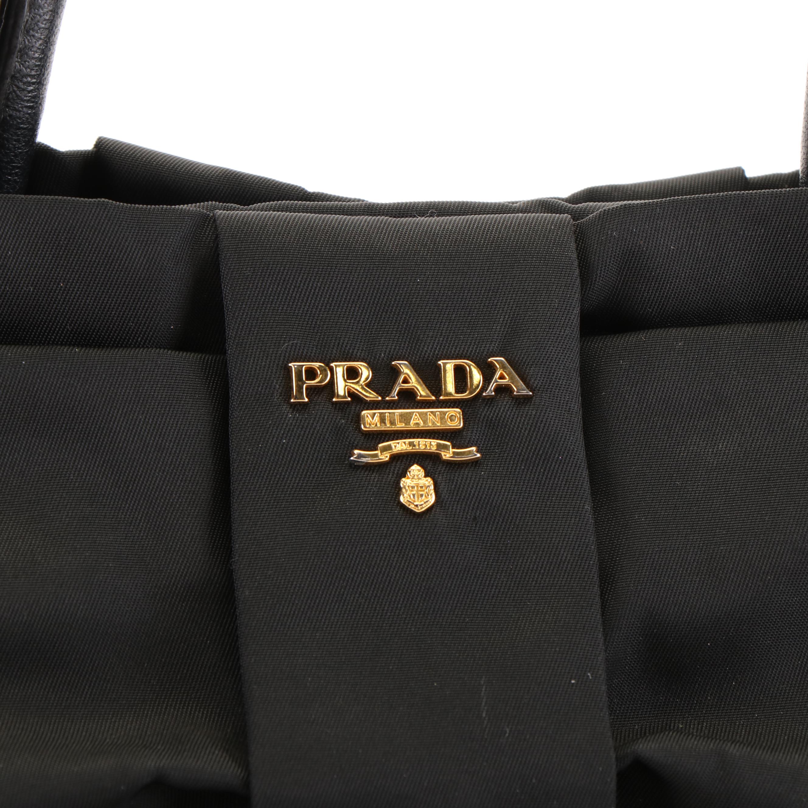 Prada Fiocco Bow Tessuto Top Handle Tote Bag