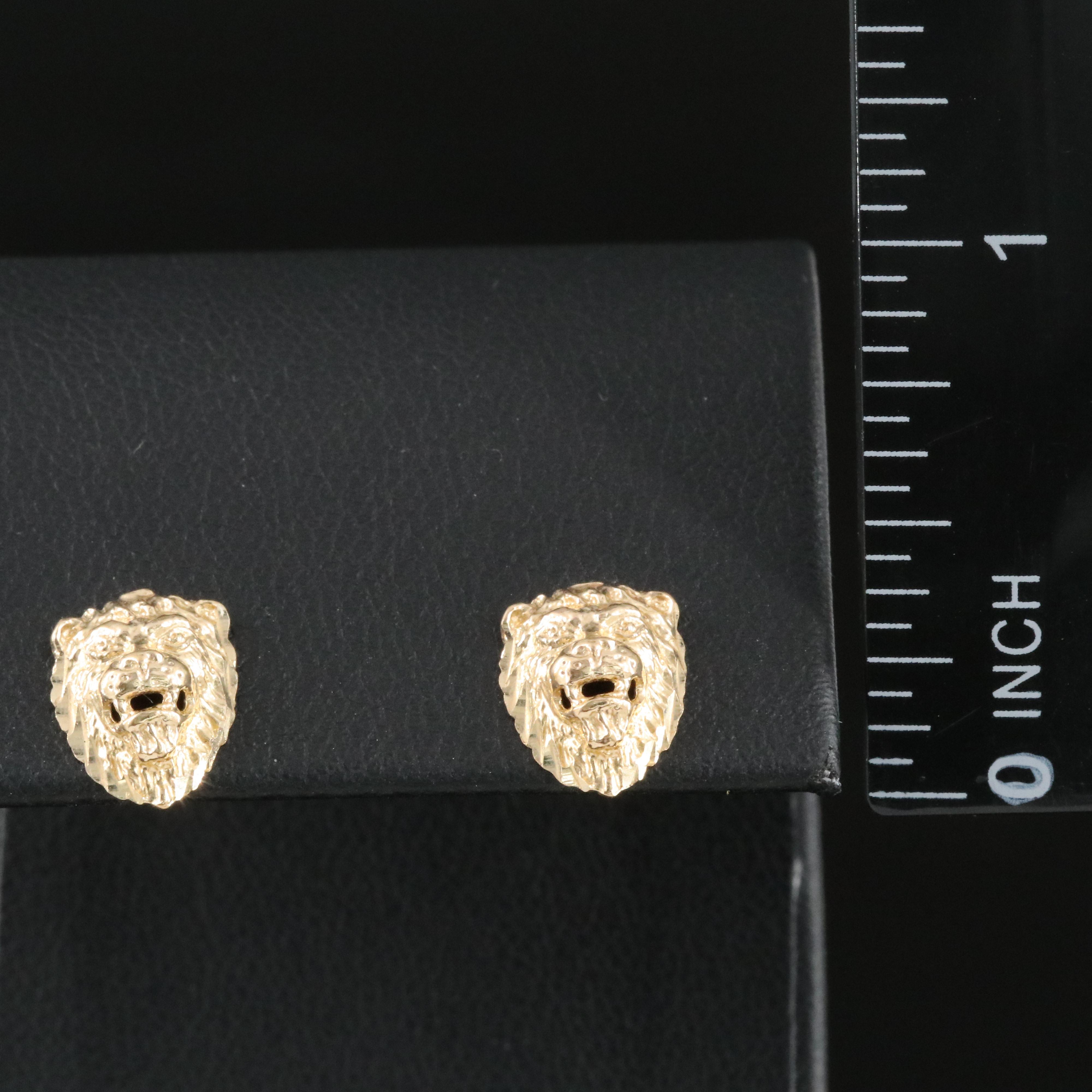 14K Lion Head Earrings