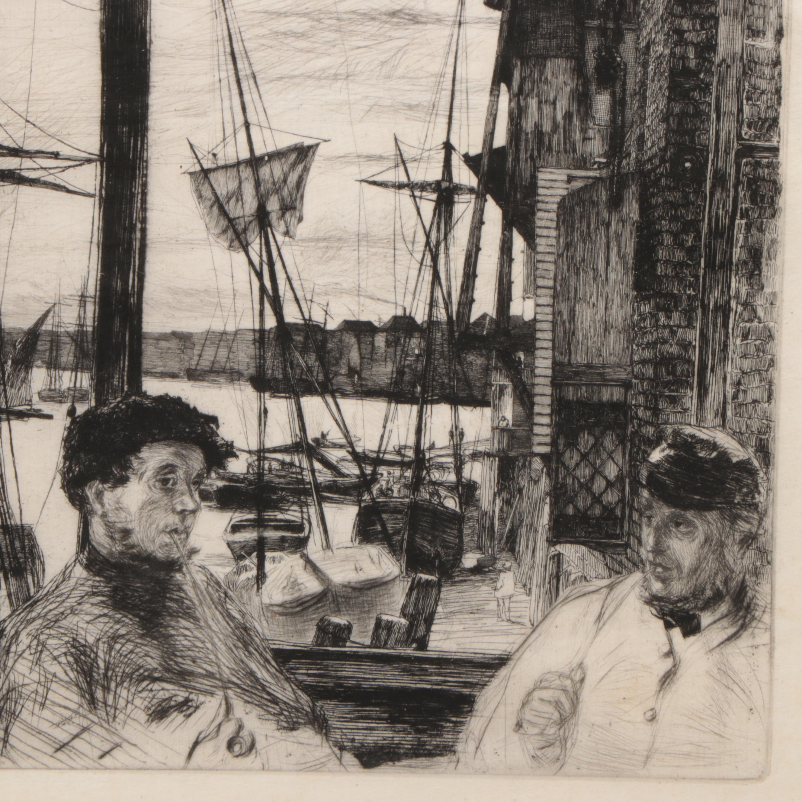 James McNeill Whistler Etching "Rotherhithe (Wapping)," 1860