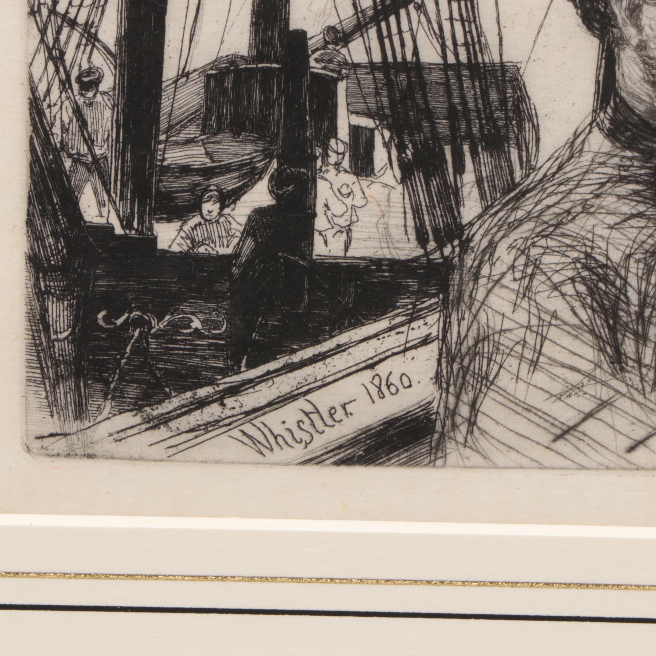 James McNeill Whistler Etching "Rotherhithe (Wapping)," 1860