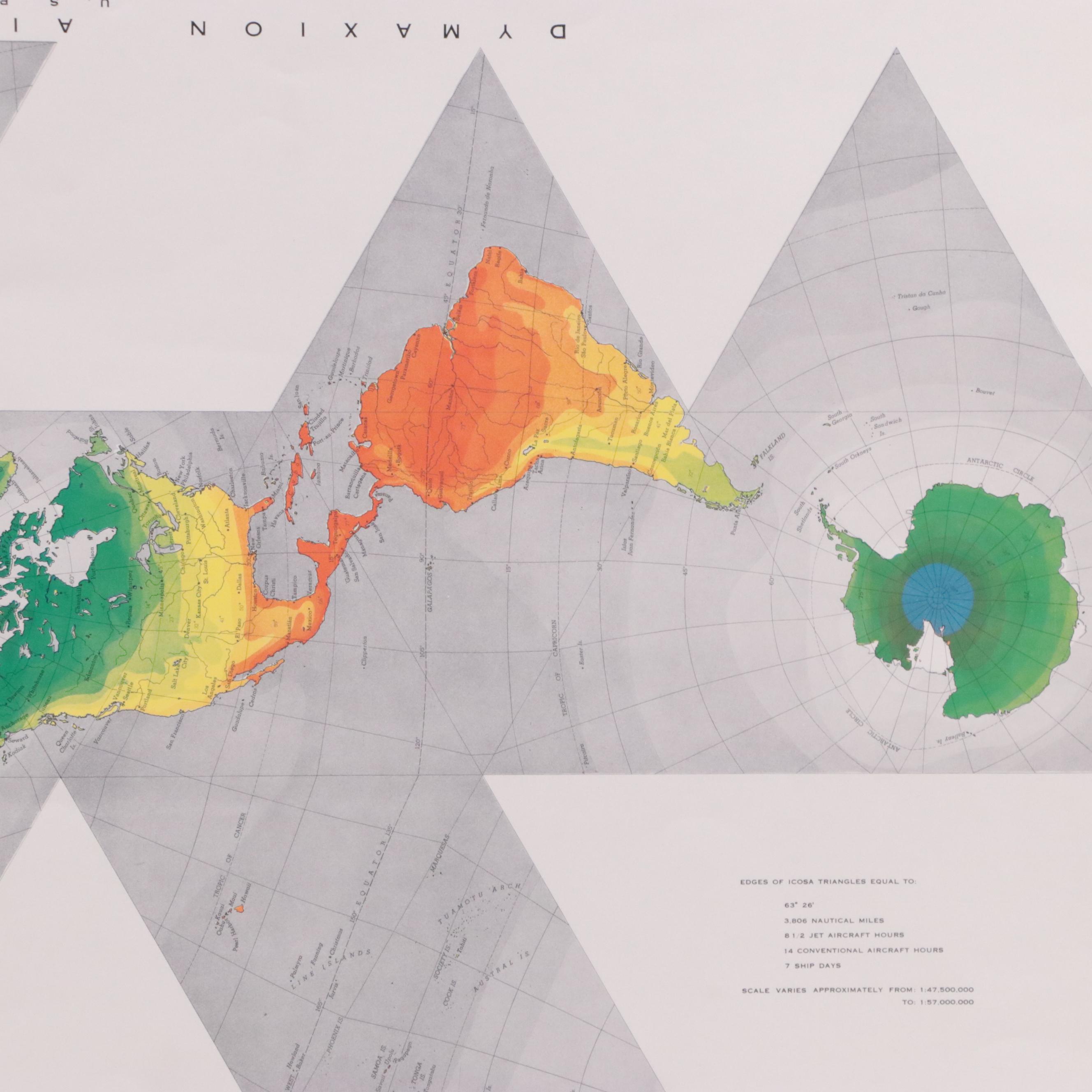 Buckminster Fuller & Shoji Sadao Map "Dymaxion Airocean World," 1954