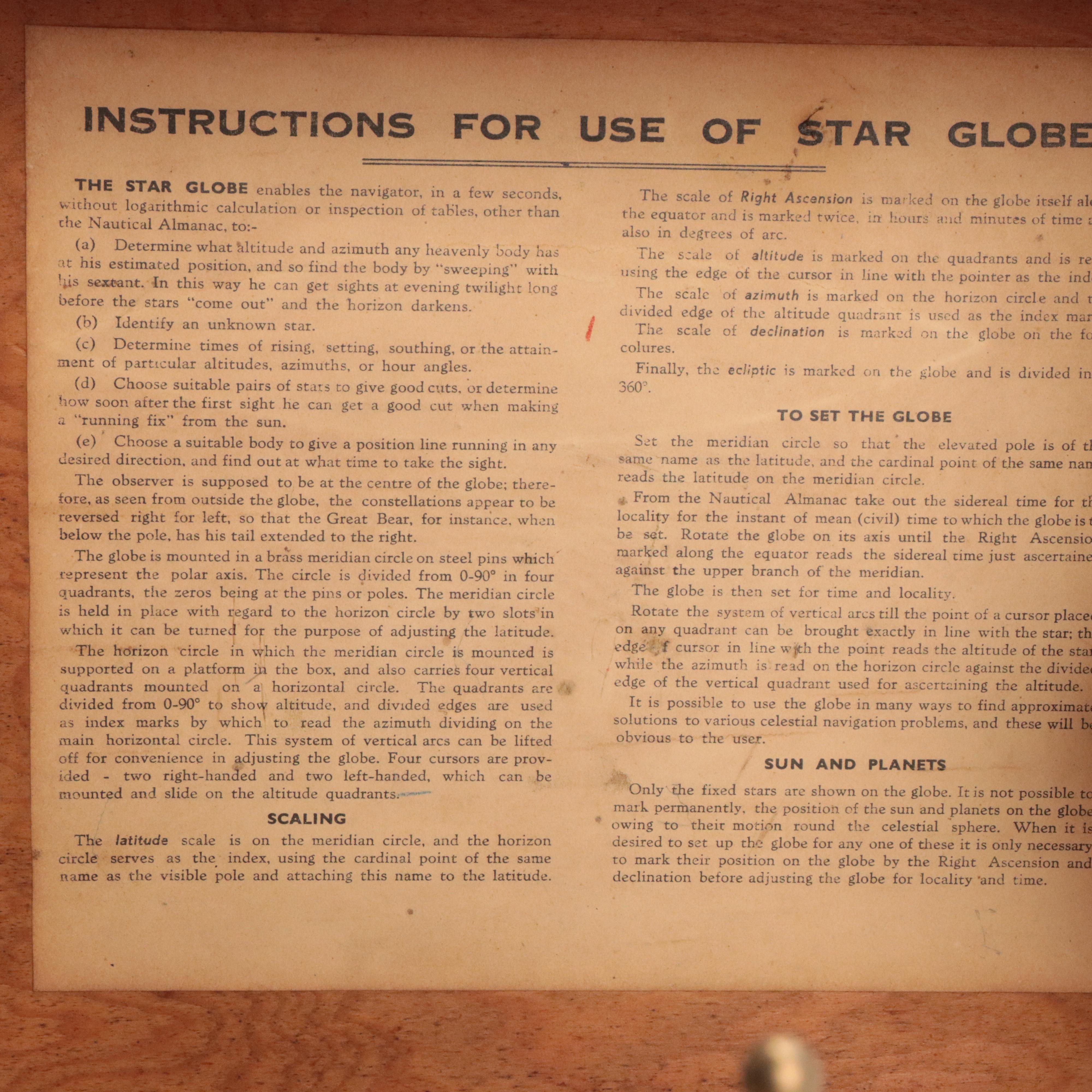 H. Hughes & Son Husun Star Globe, 1920