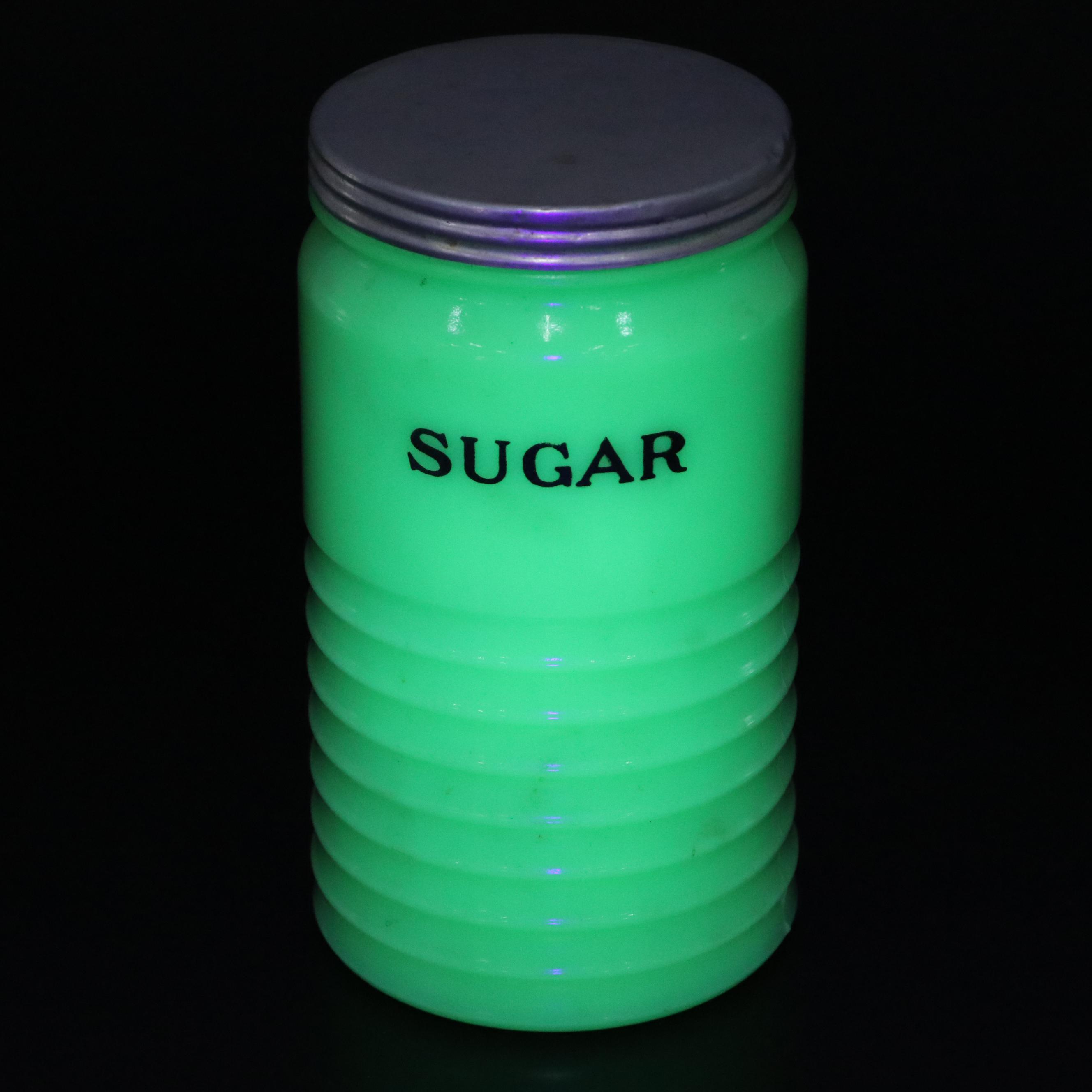 Anchor Hocking Art Deco Style Vitrock Glass and Jadeite Canisters