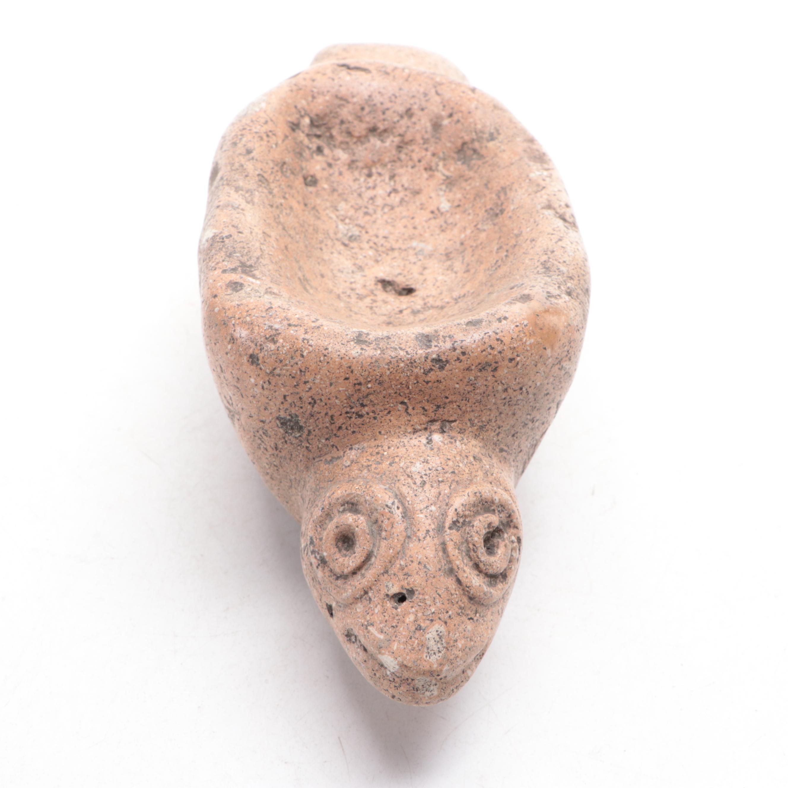 Pre-Columbian Type Pottery Lamp, Carved Pumice Stone Figure and More