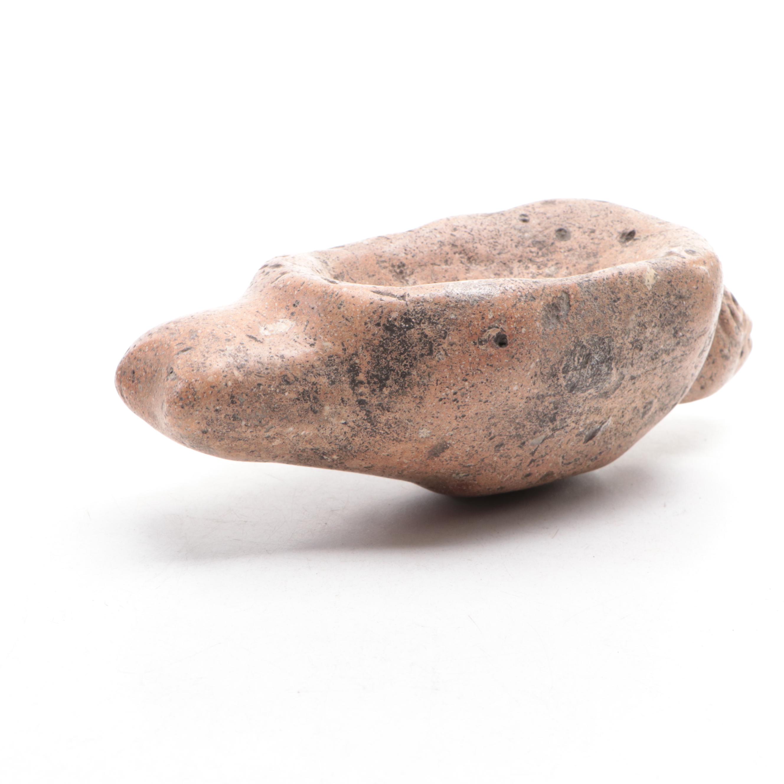 Pre-Columbian Type Pottery Lamp, Carved Pumice Stone Figure and More