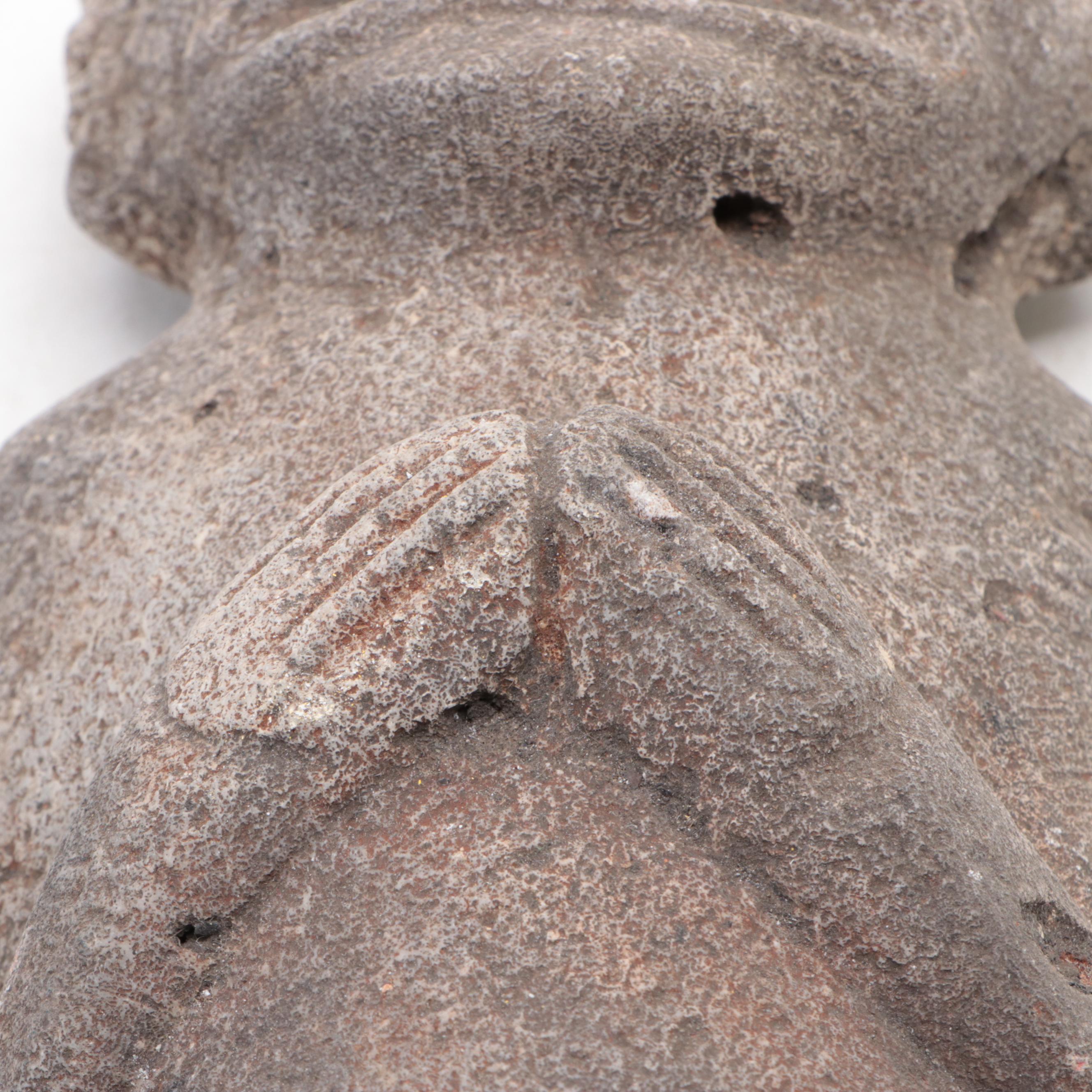 Pre-Columbian Type Pottery Lamp, Carved Pumice Stone Figure and More