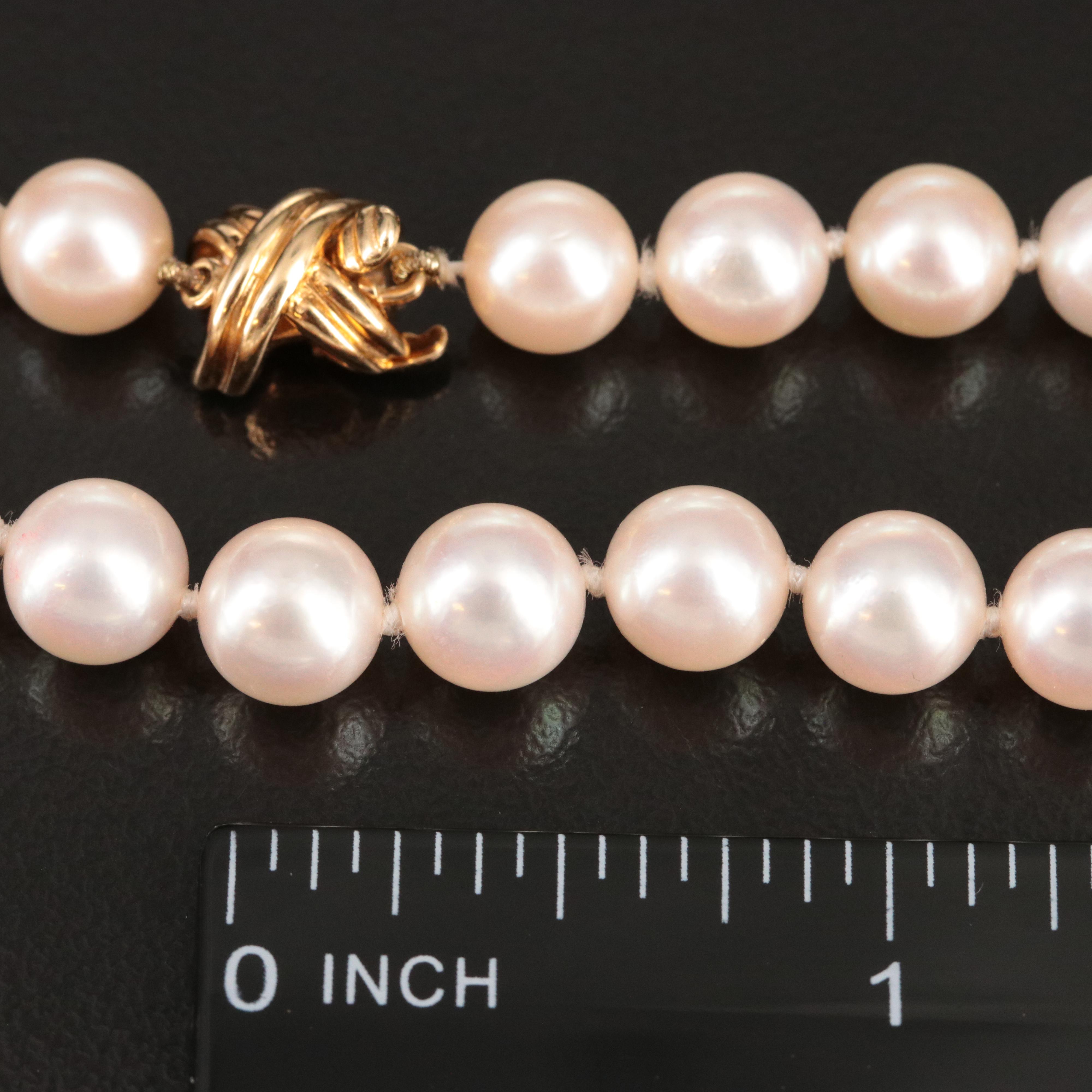 Tiffany & Co. Pearl Necklace with 18K Signature X  Clasp