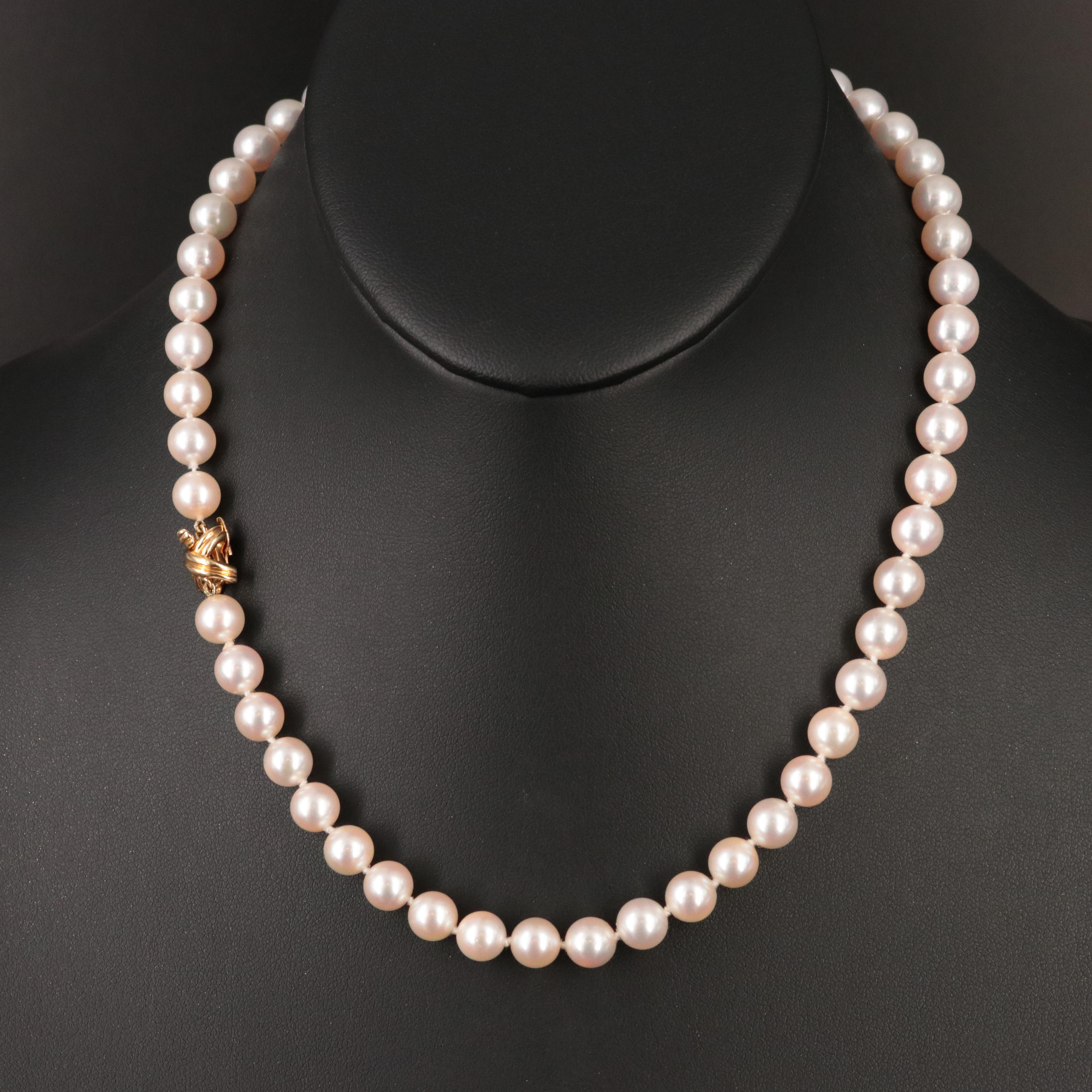 Tiffany & Co. Pearl Necklace with 18K Signature X  Clasp