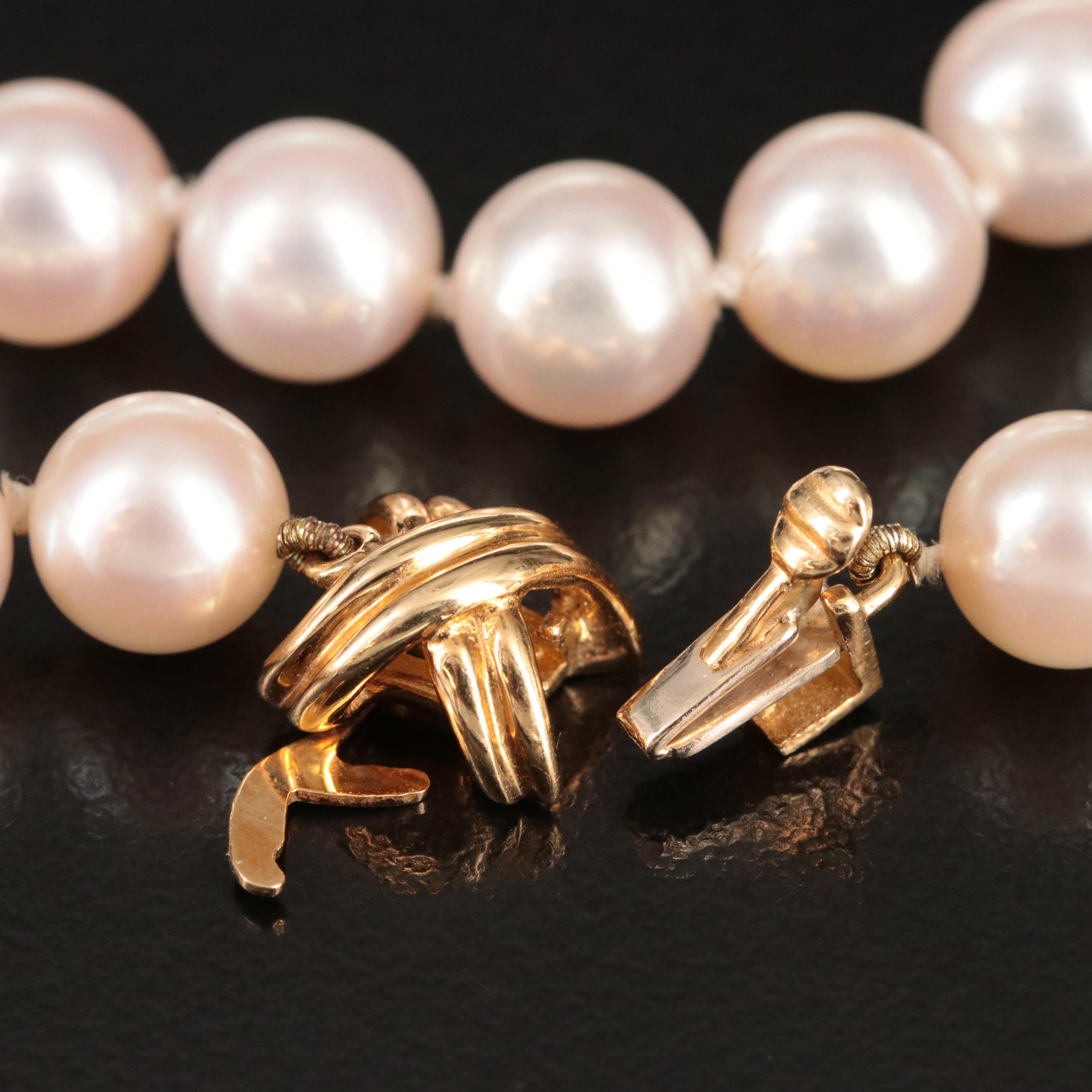 Tiffany & Co. Pearl Necklace with 18K Signature X  Clasp