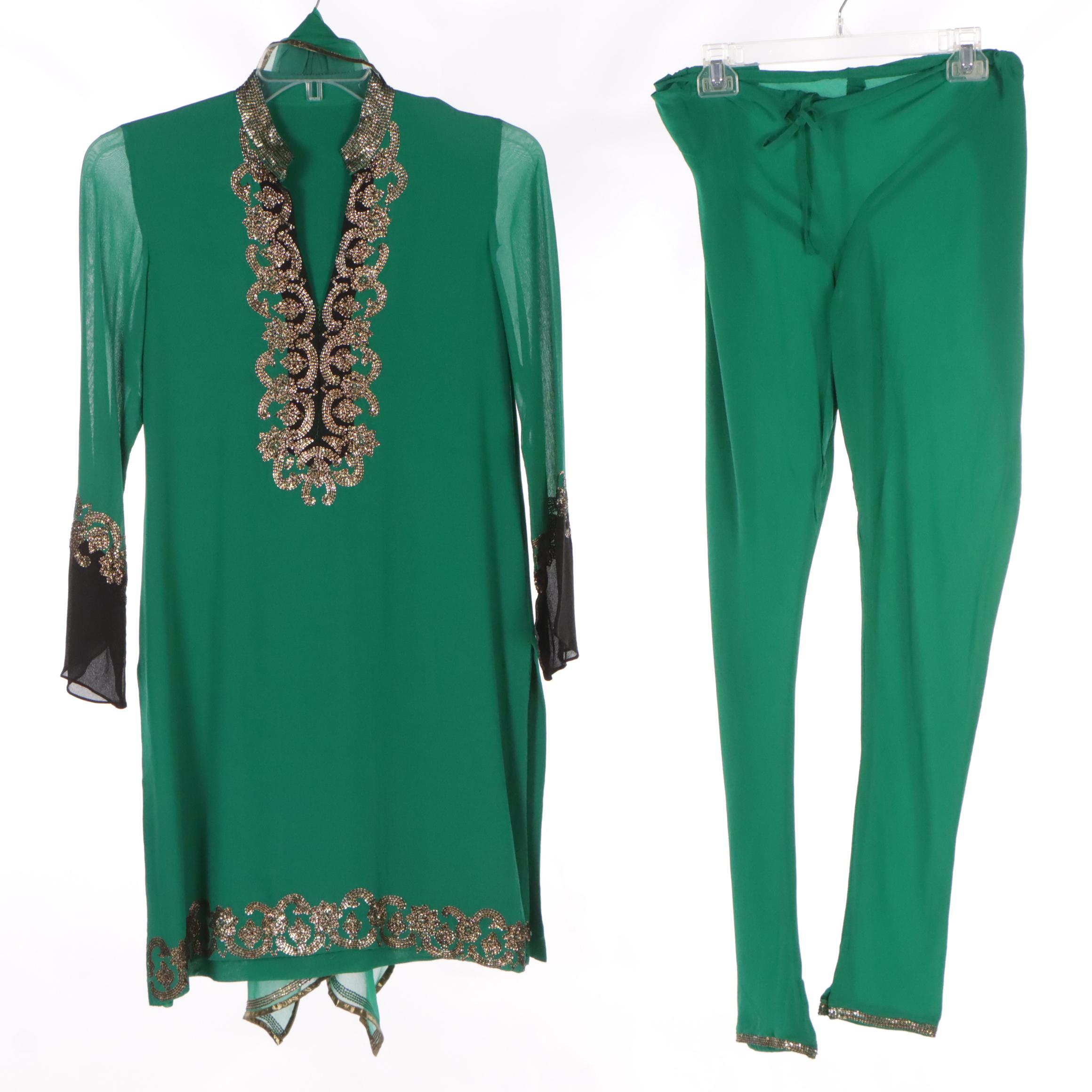 Oleg Cassini Black Tie Pants, Albert Nippon Dress, Beaded Jacket & 3-Piece Set