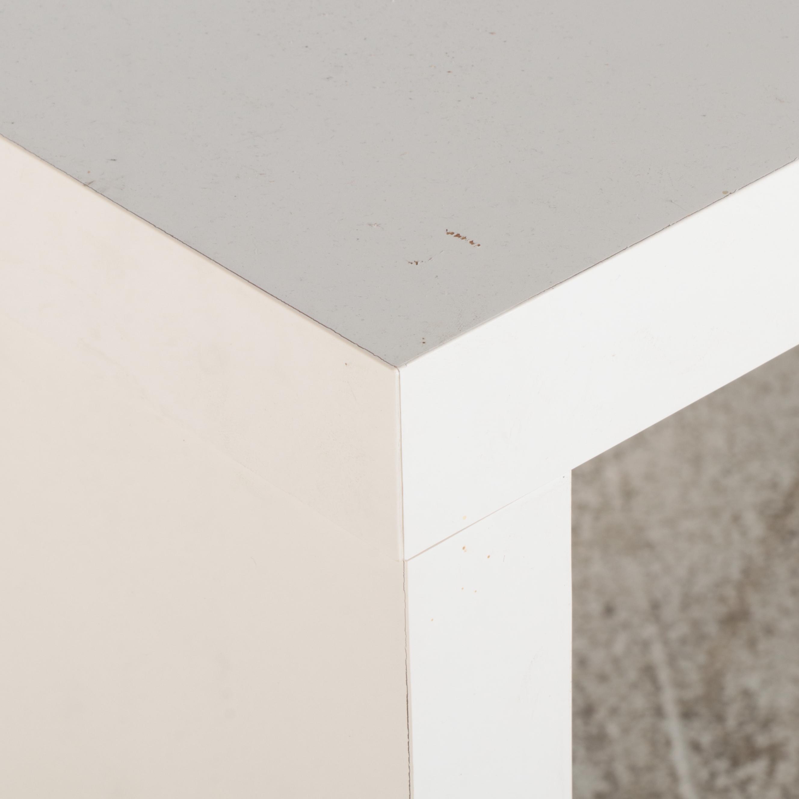 White Laminate Desk with Pull-Out Work Surface