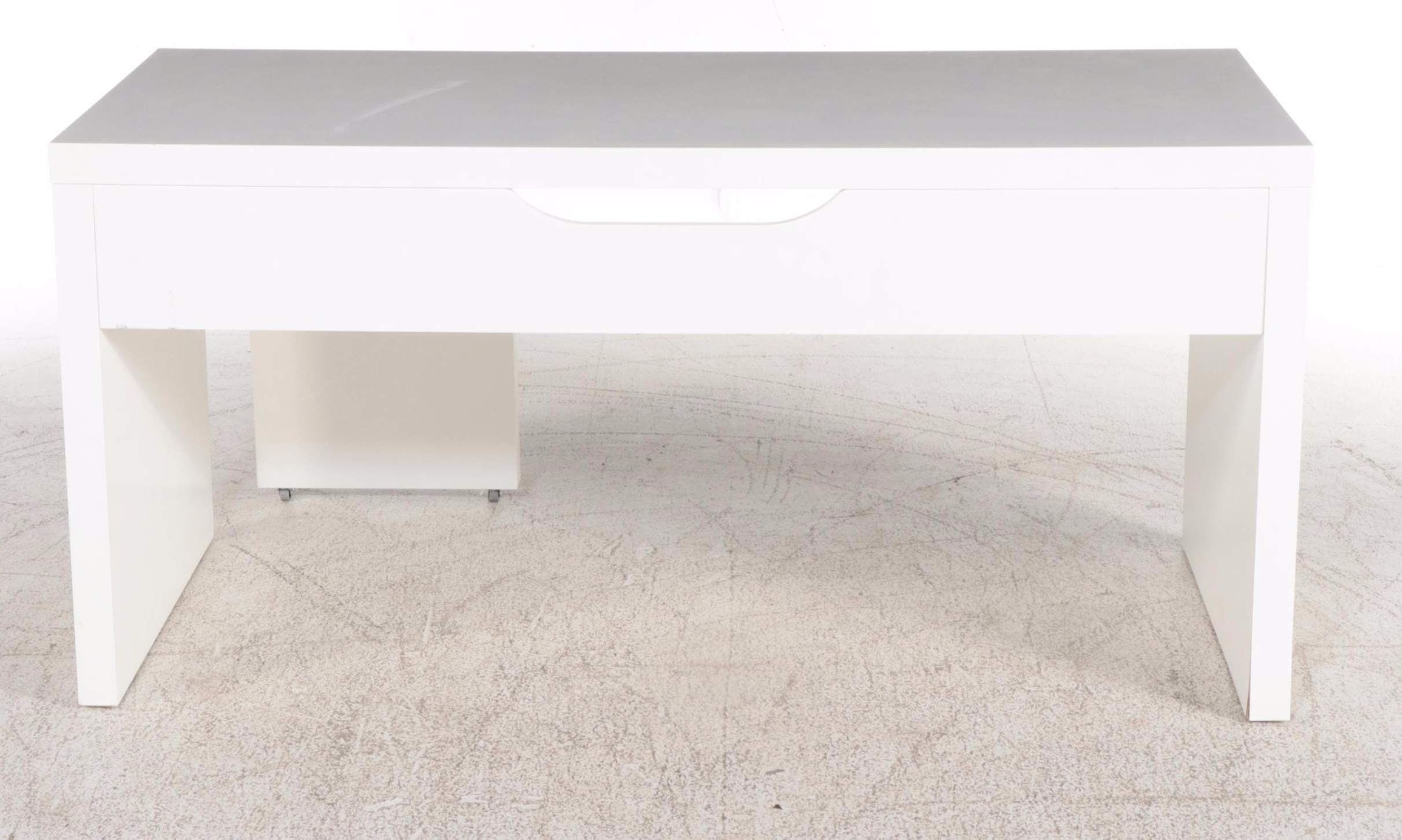 White Laminate Desk with Pull-Out Work Surface