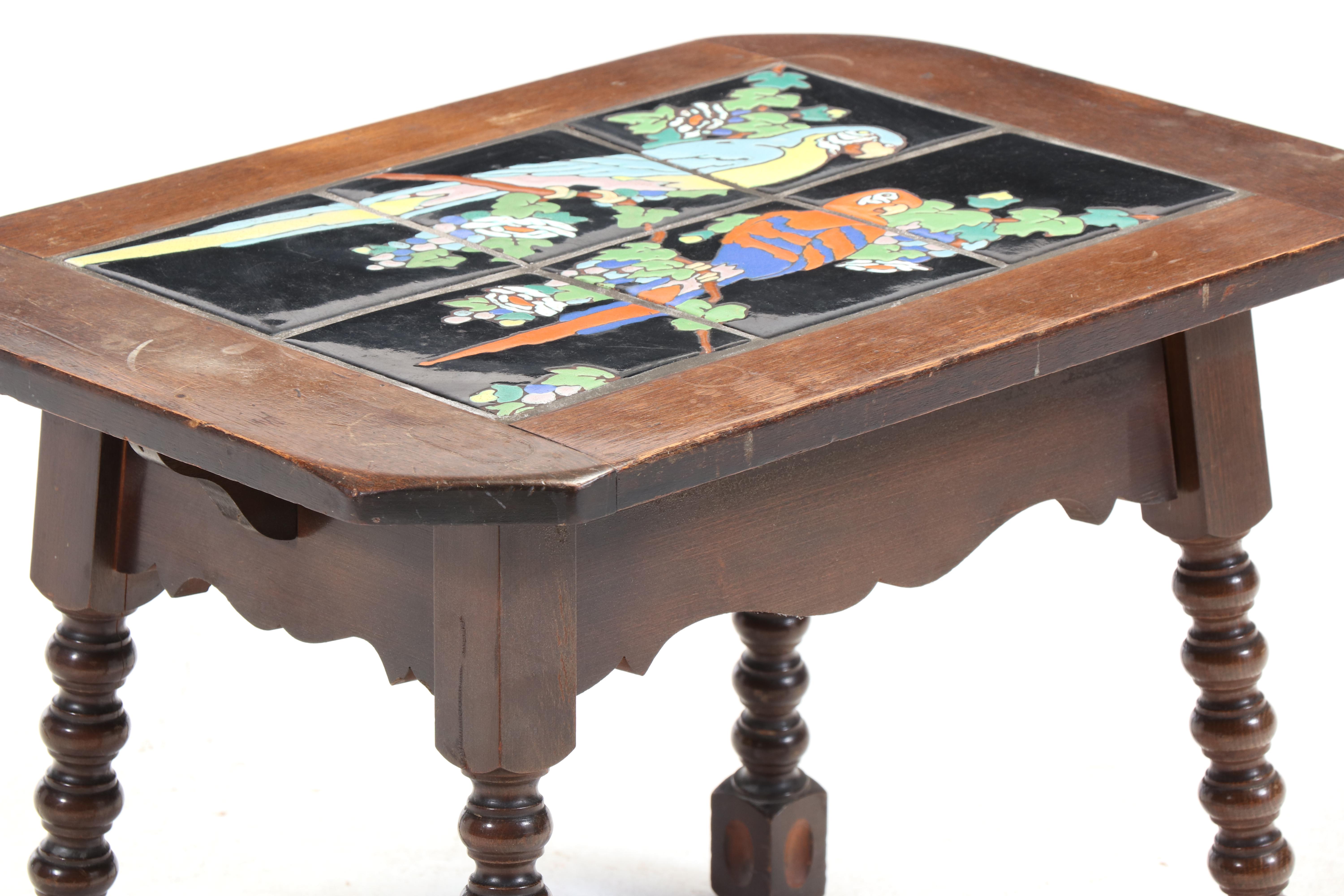 Taylor Tile Mission Style Table with Ceramic Parrot Tile Top