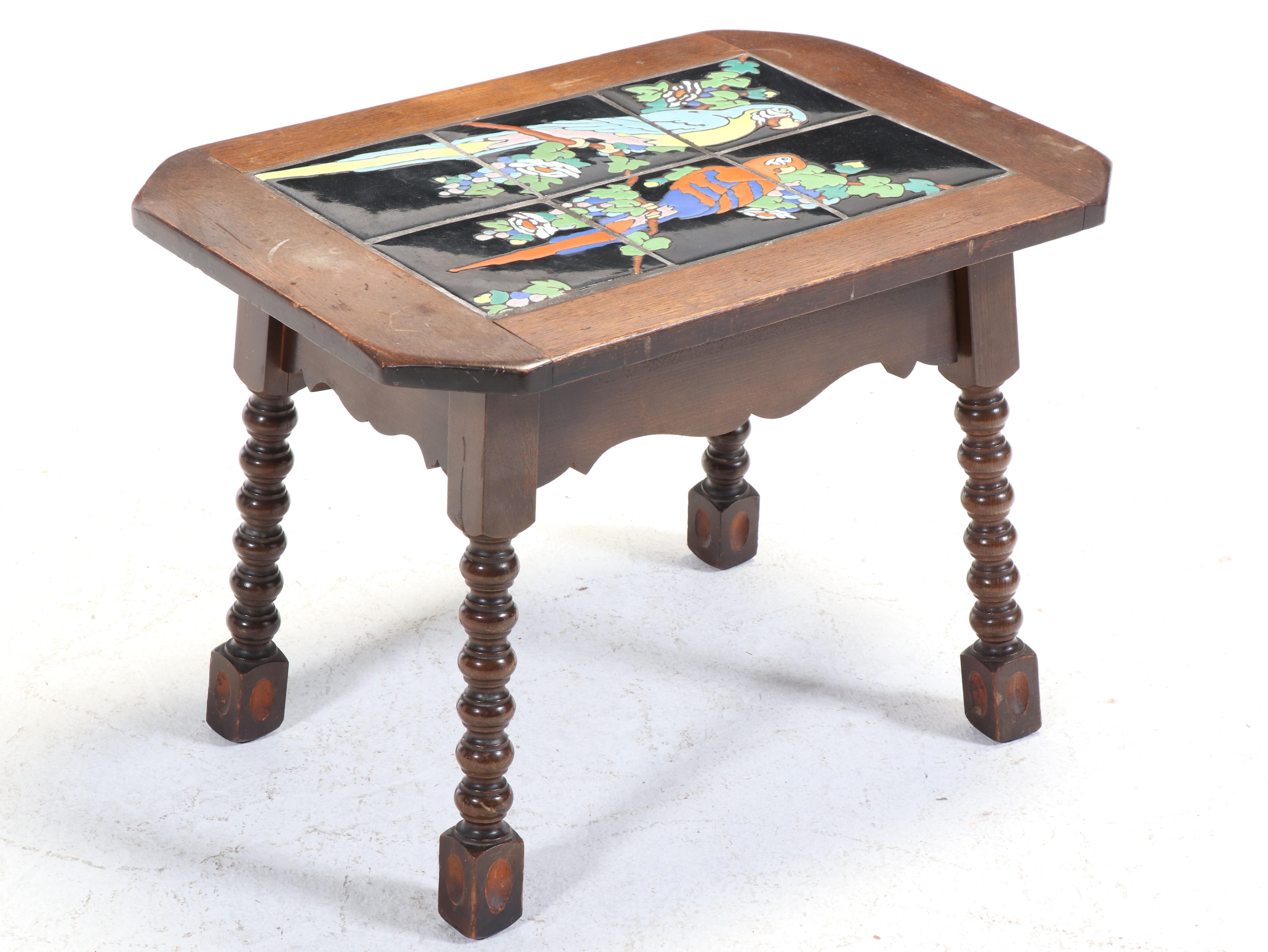 Taylor Tile Mission Style Table with Ceramic Parrot Tile Top