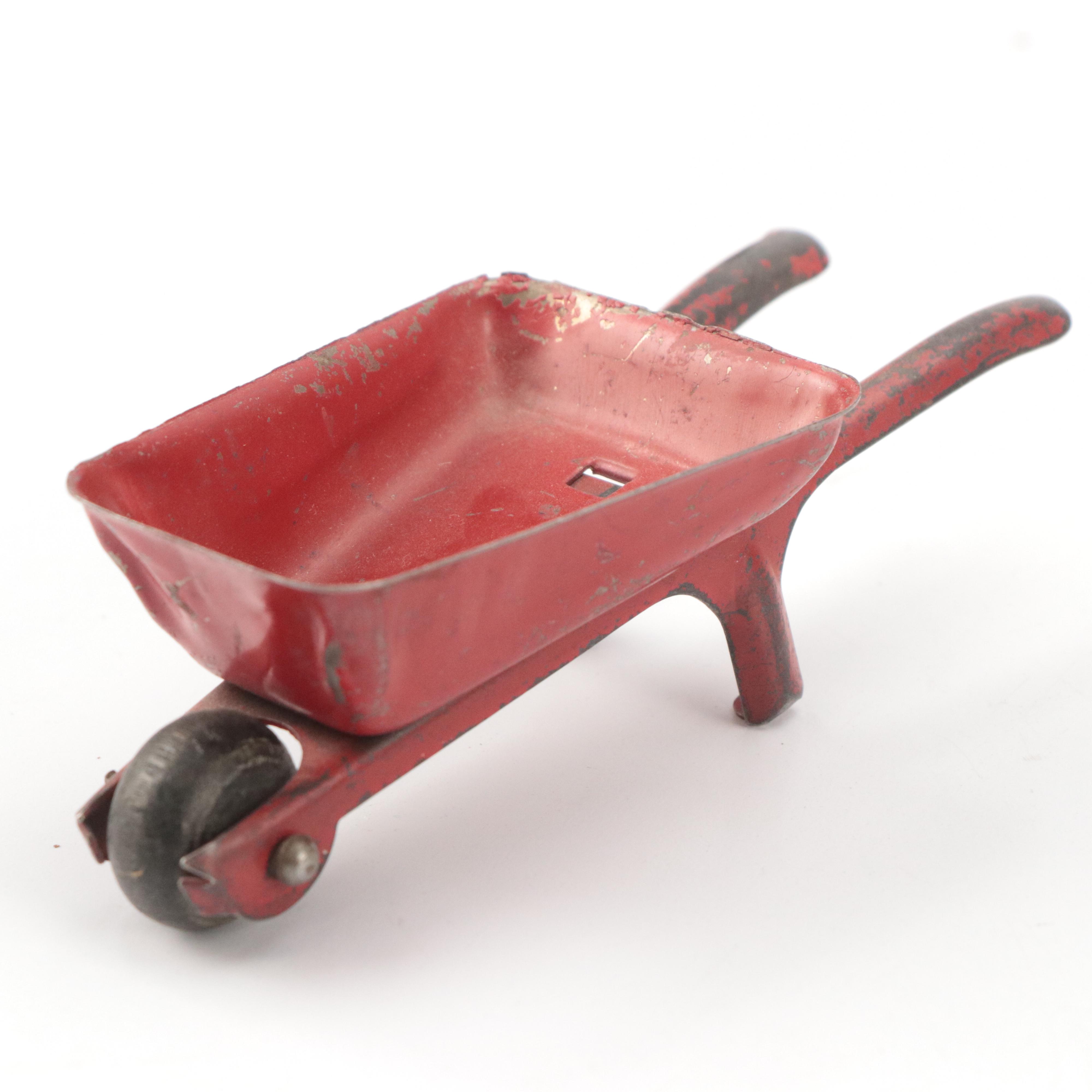 Cast Metal Toy Wheelbarrows and Wagon with Fall Pasture Jigsaw Puzzle and More