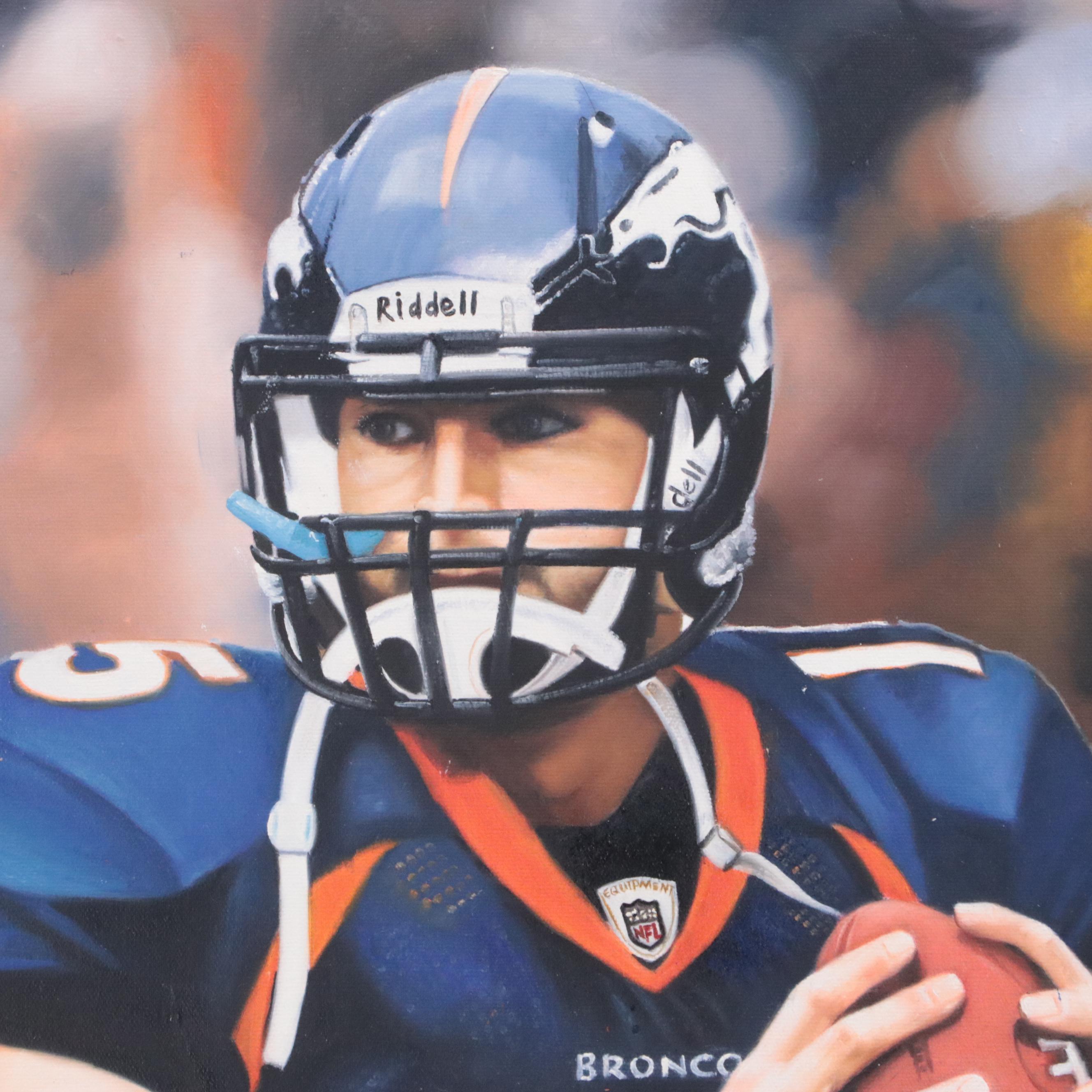 Oil Painting Portrait of NFL Broncos Quarterback Tim Tebow
