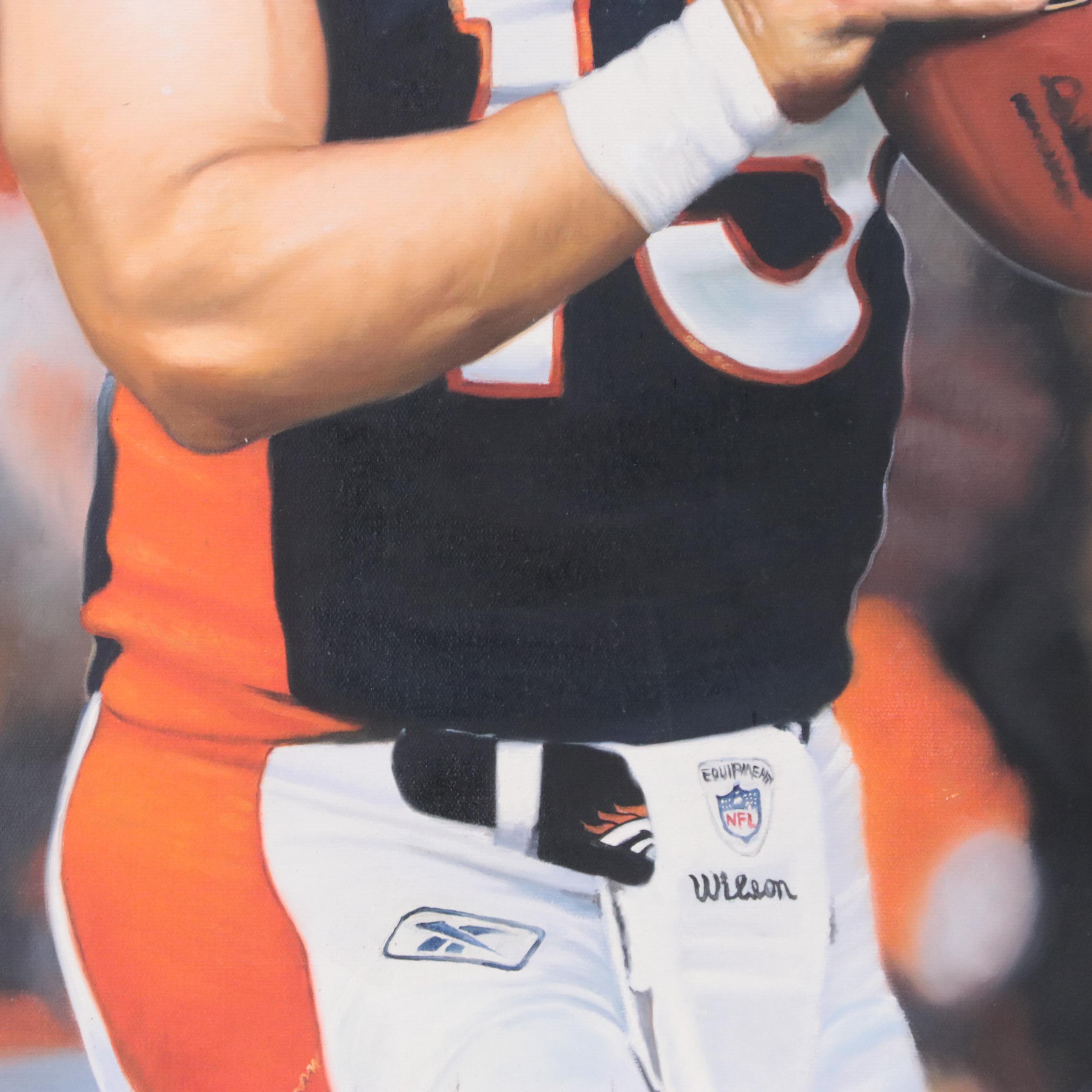 Oil Painting Portrait of NFL Broncos Quarterback Tim Tebow