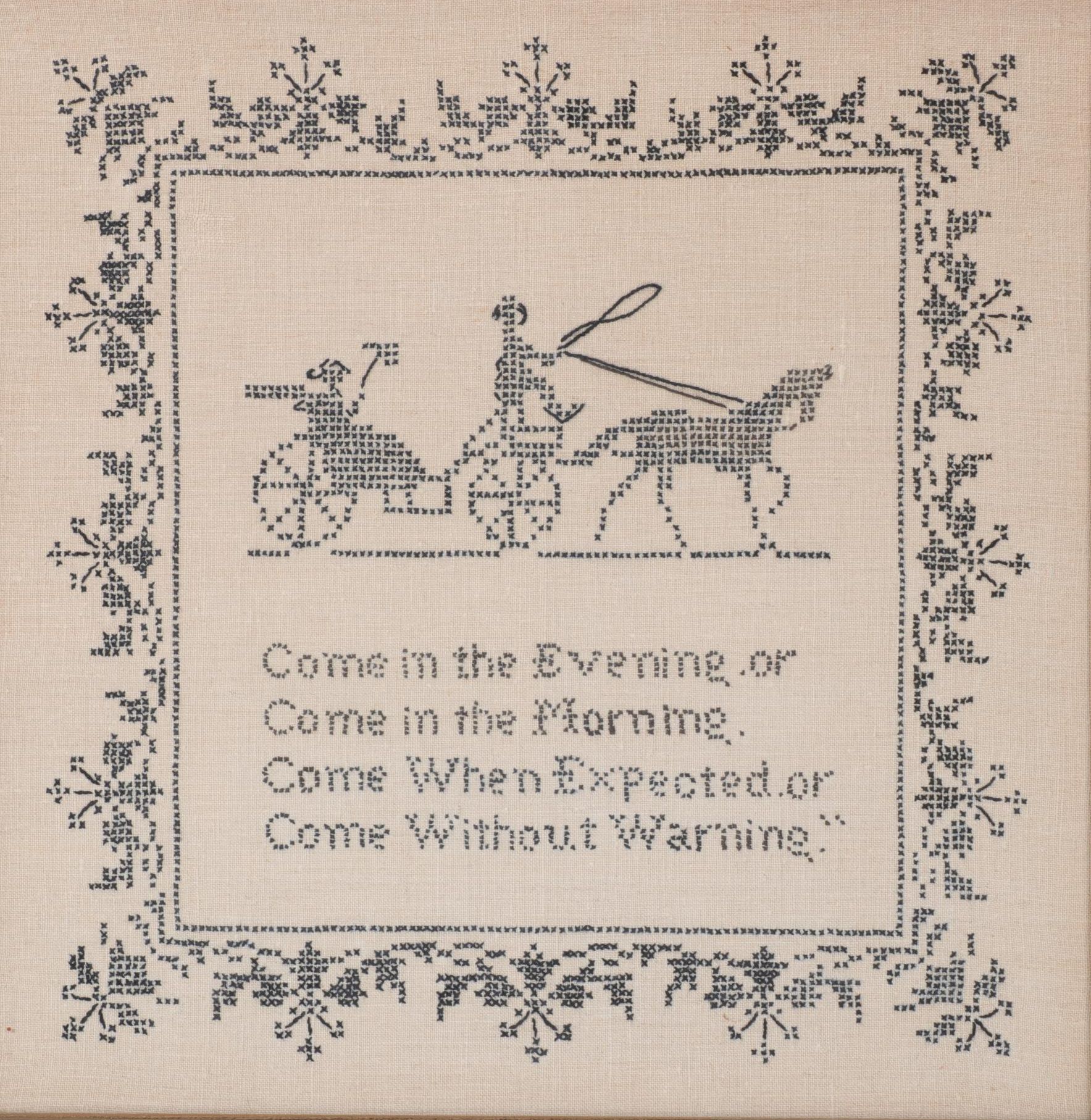 Hand Made Cross Stitch Sampler in Frame