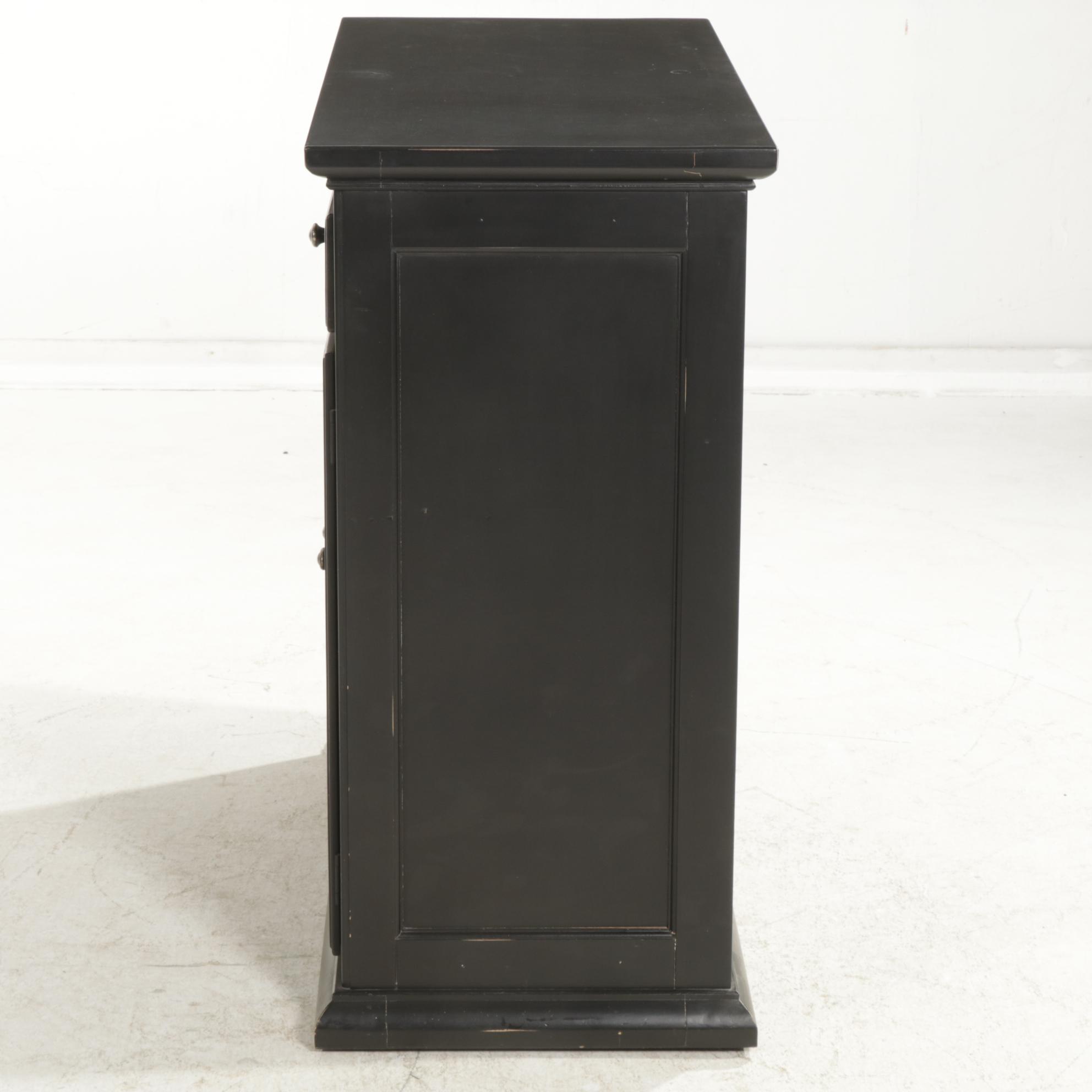 Pottery Barn Black Finished Cabinet, 21st Century