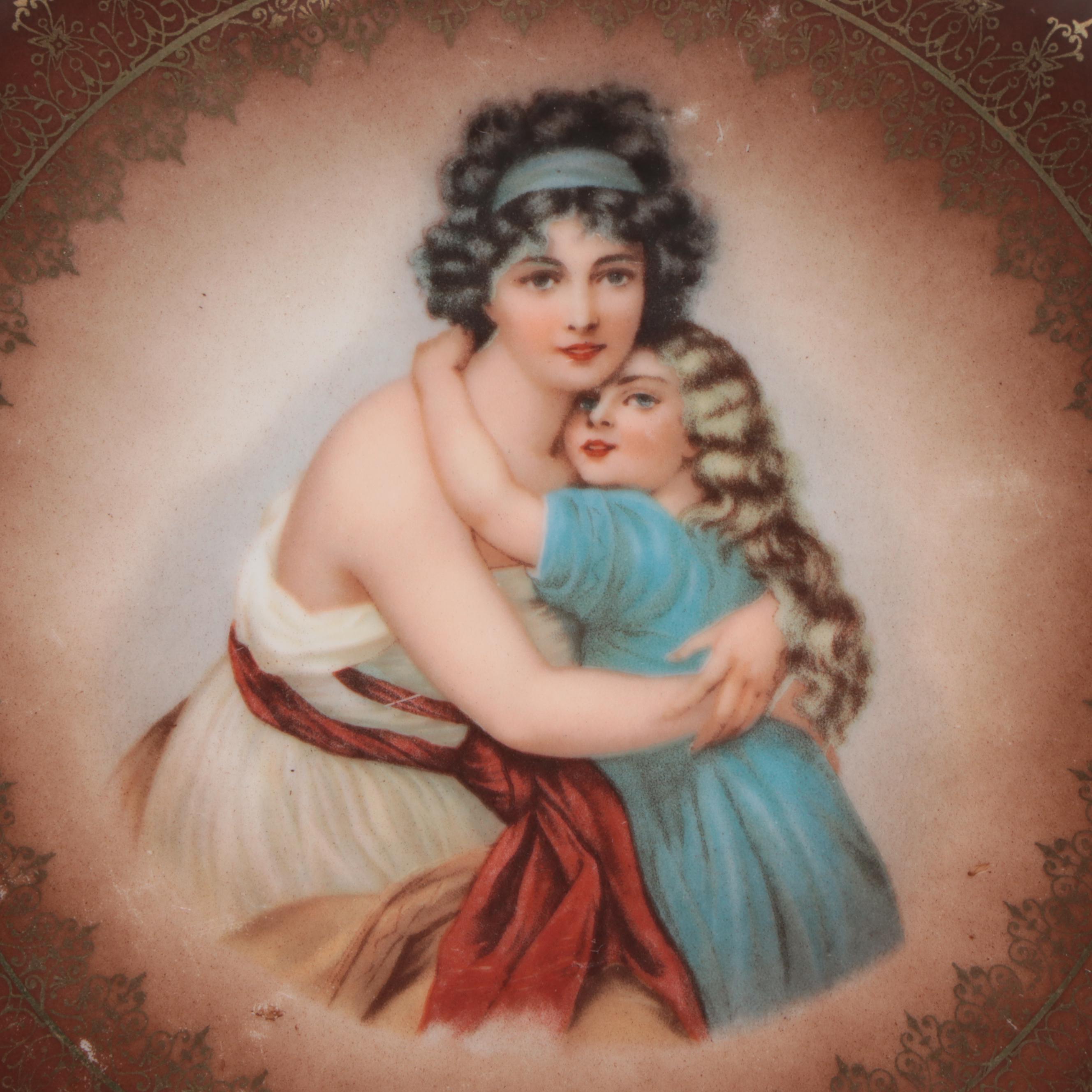 German C.T. Altwasser Porcelain Plate with Porcelain and Blown Glass Vases