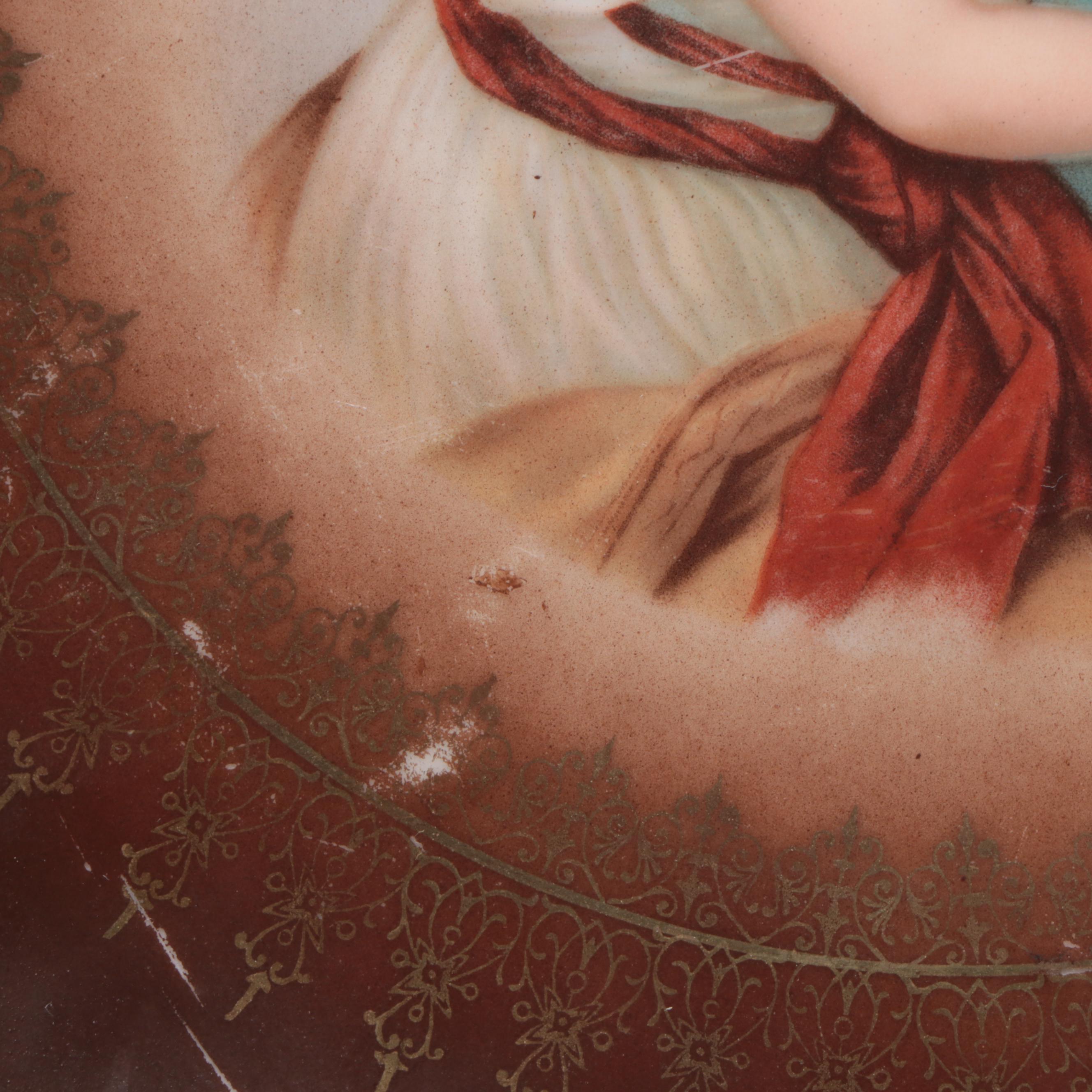 German C.T. Altwasser Porcelain Plate with Porcelain and Blown Glass Vases