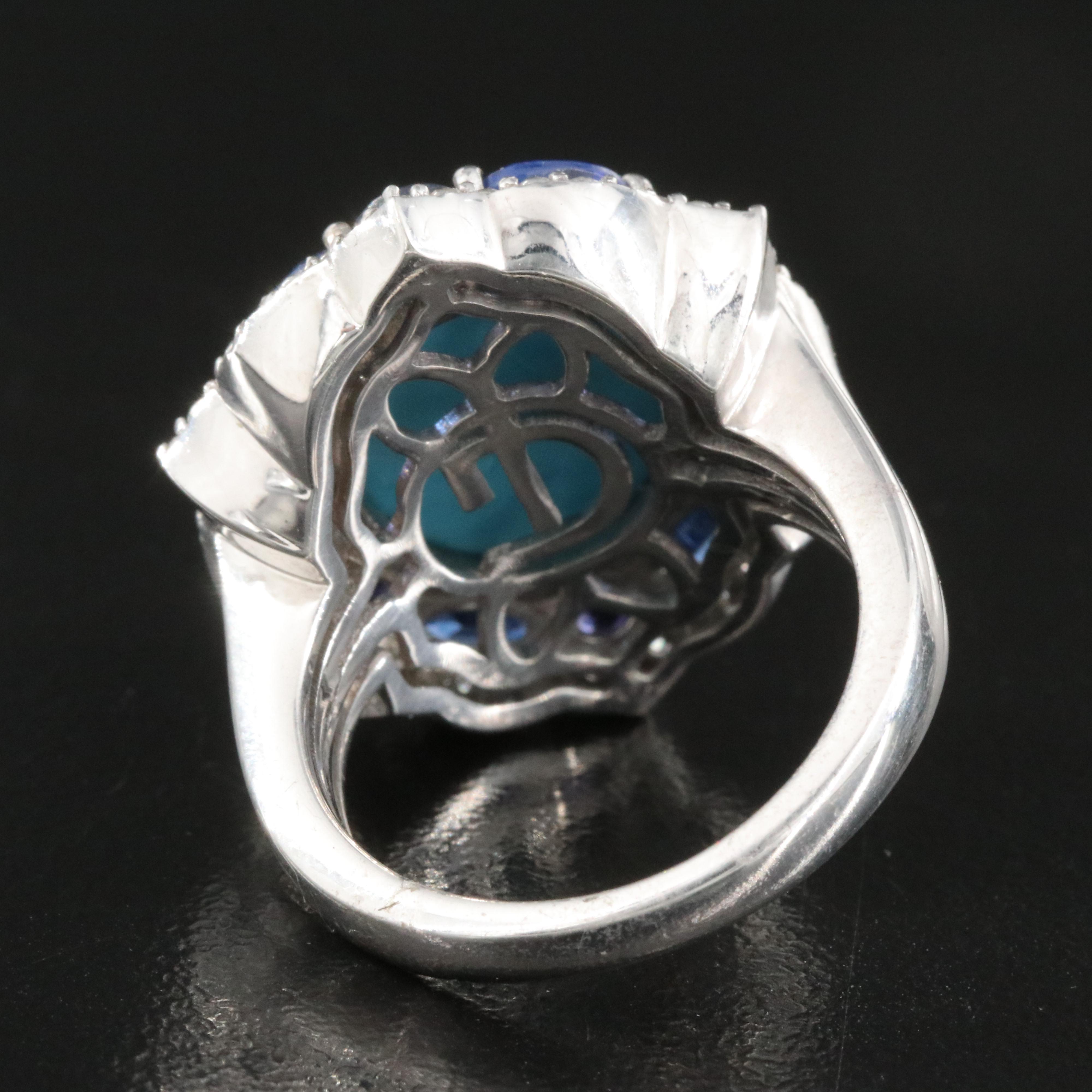 Sterling Turquoise, Kyanite and Iolite Ring