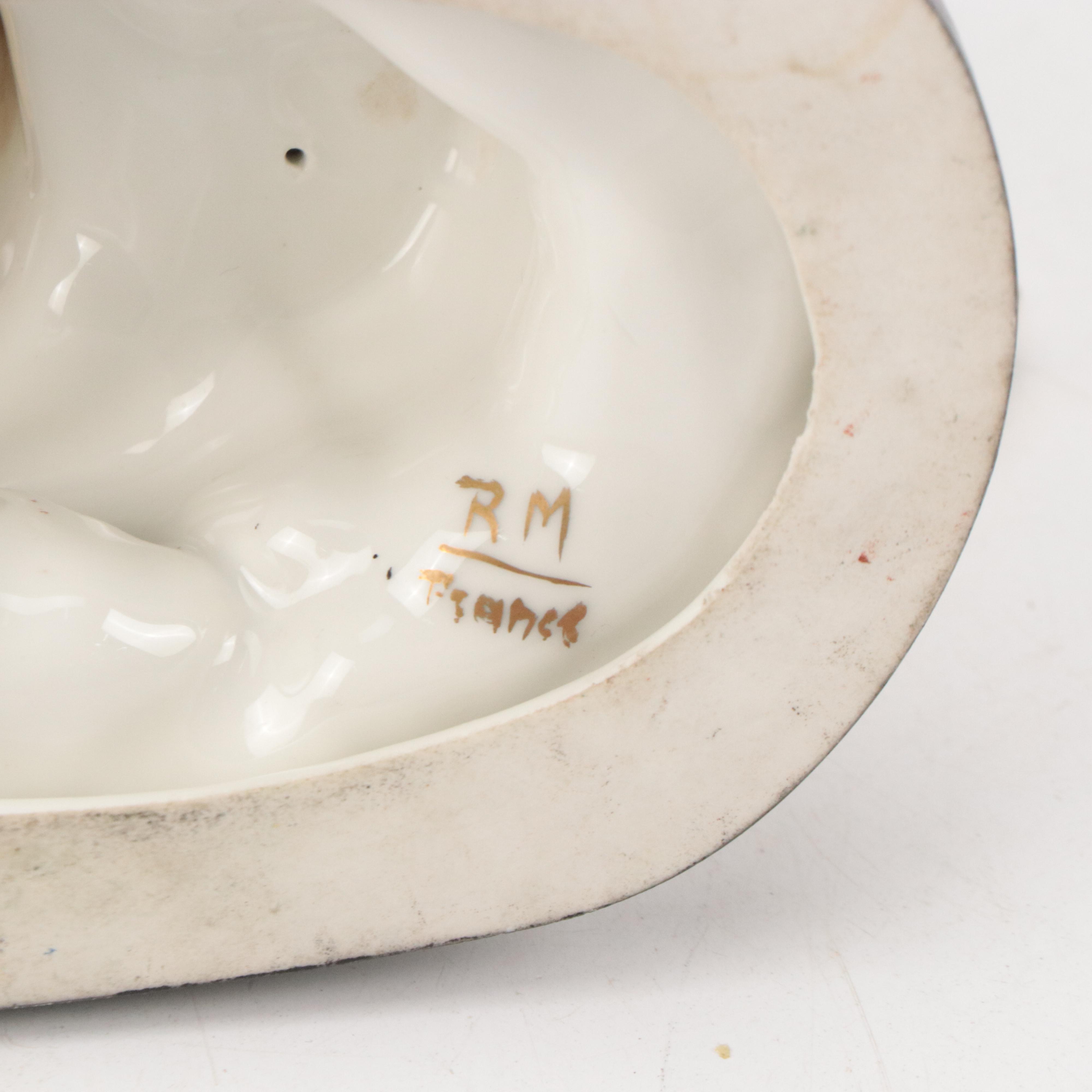 French Art Nouveau Style Porcelain Inkwell, Late 19th/Early 20th Century